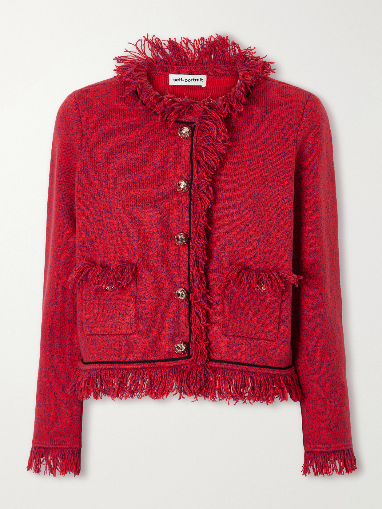 Cropped Frayed Wool And Cotton-Blend Jacket