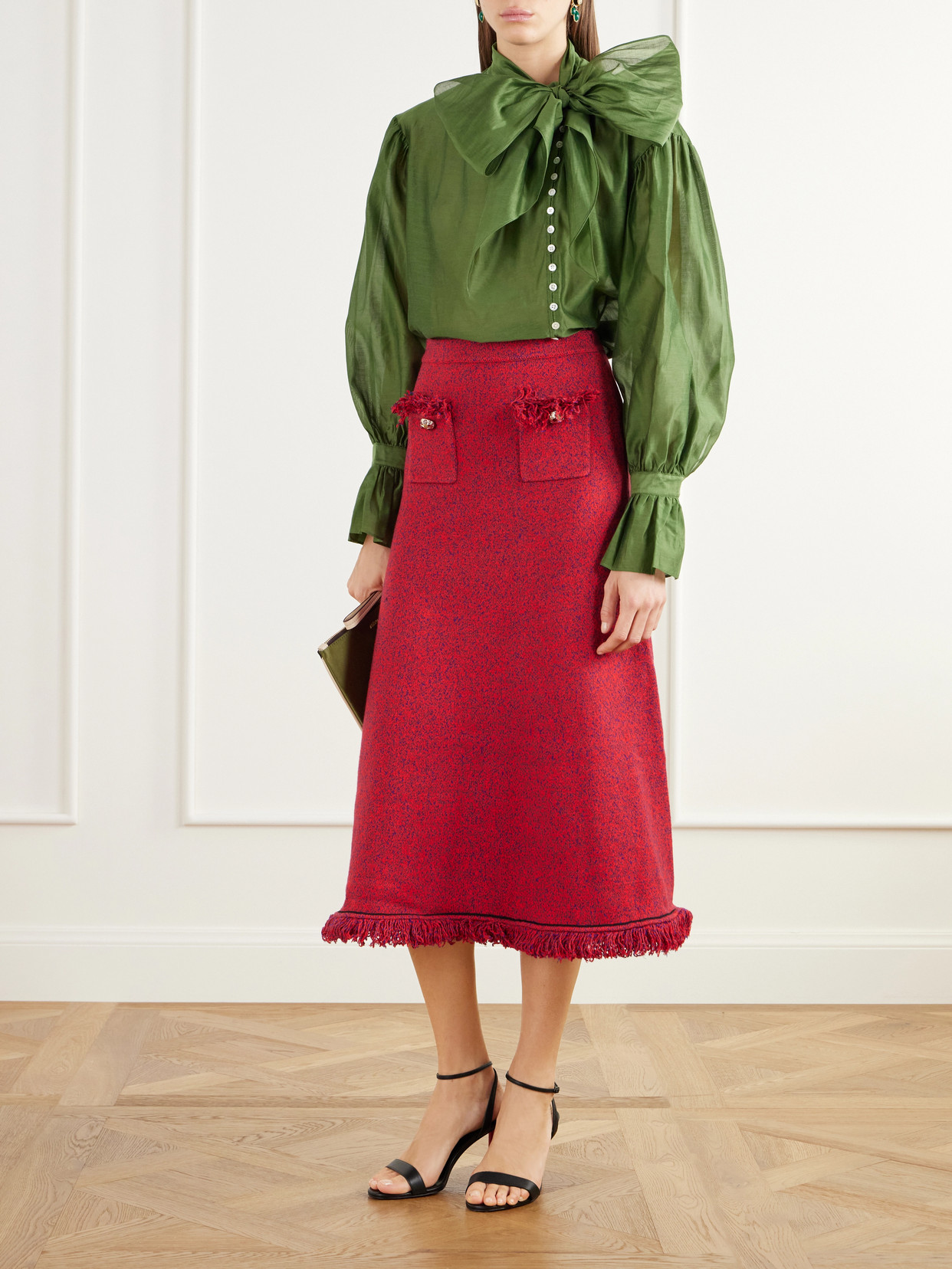 Frayed Bouclé-Knit Midi