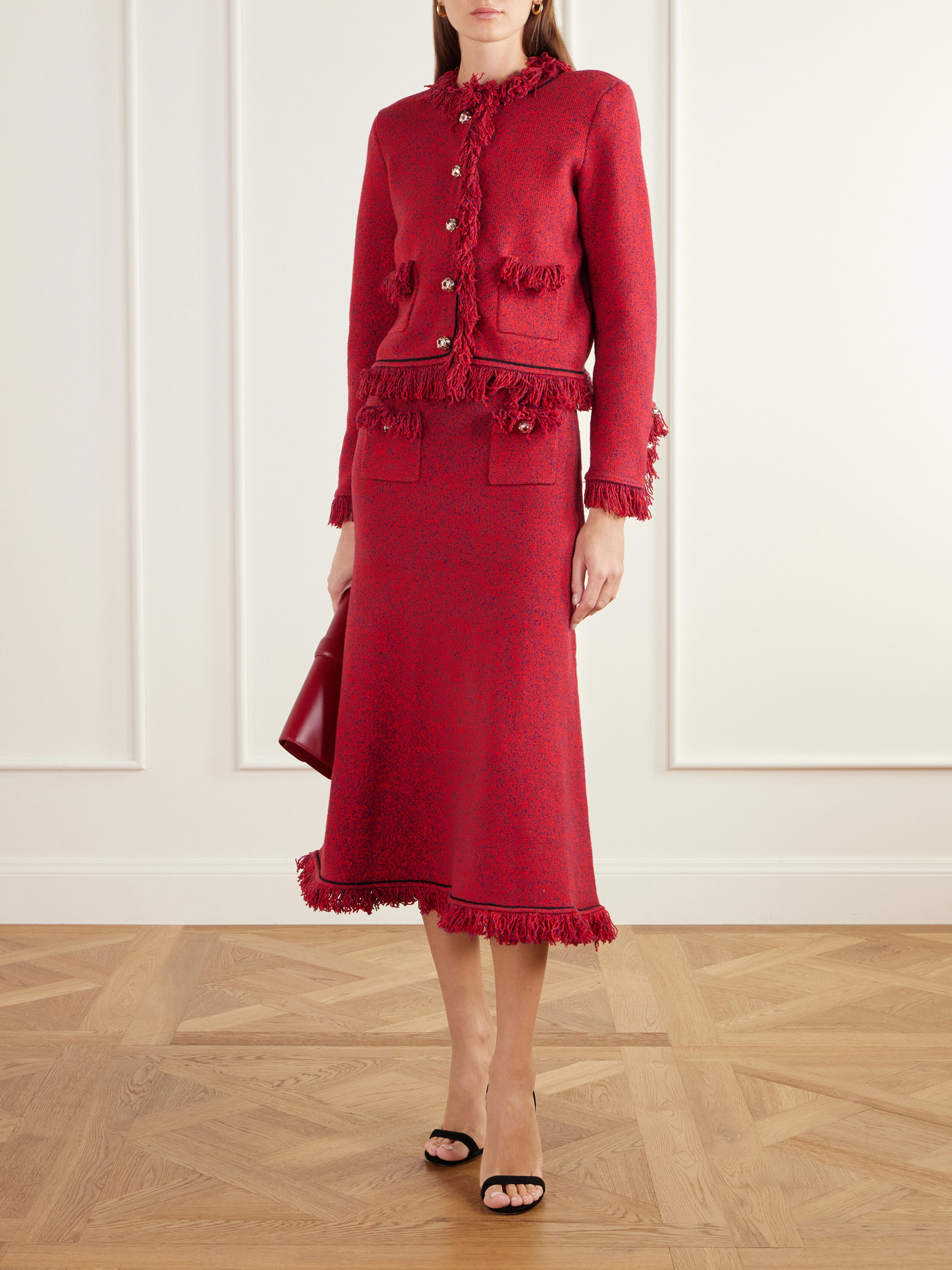 Frayed Bouclé-Knit Midi