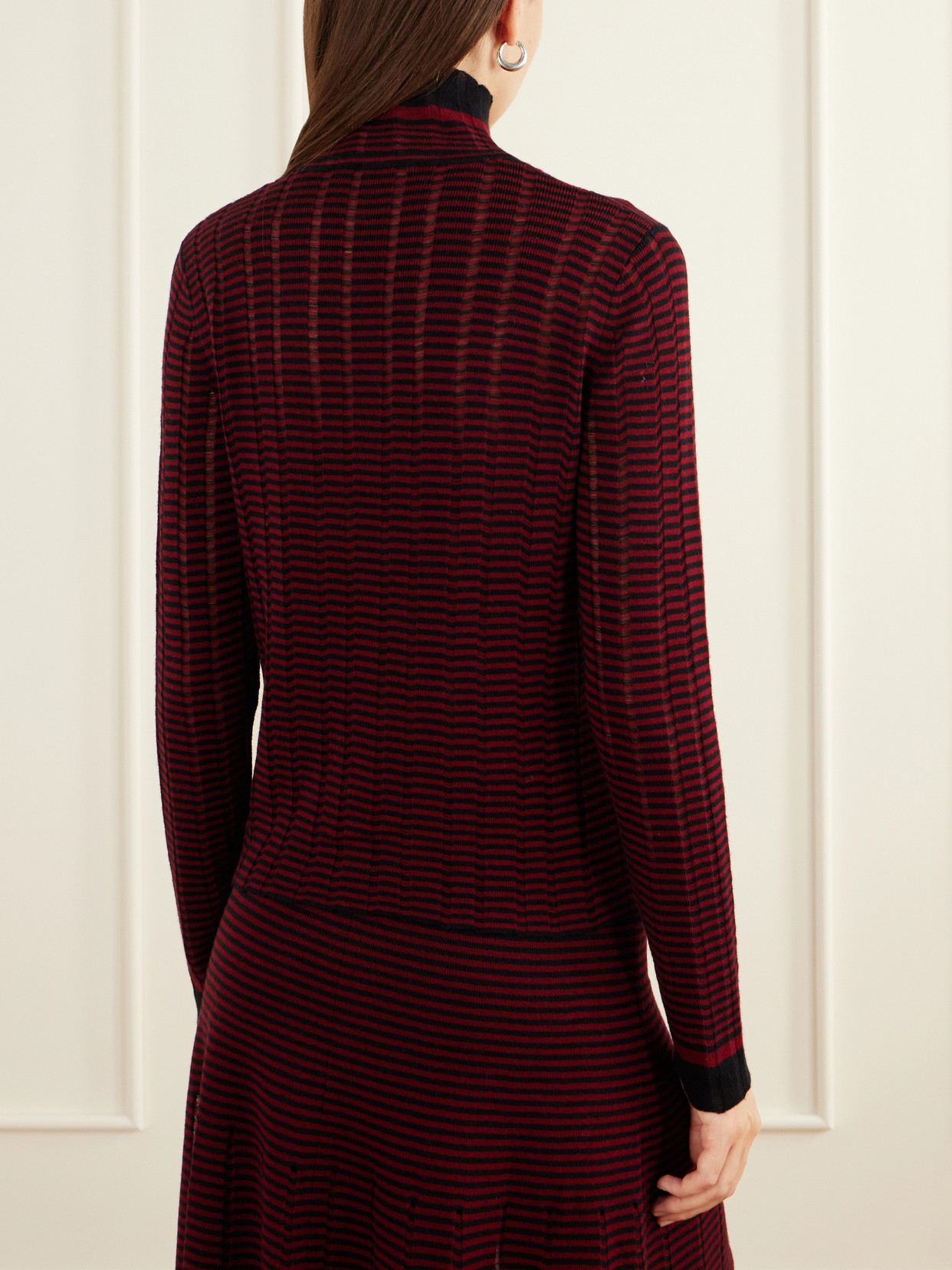 White Label - Stina Striped Ribbed Wool And Cotton-Blend Turtleneck Sweater