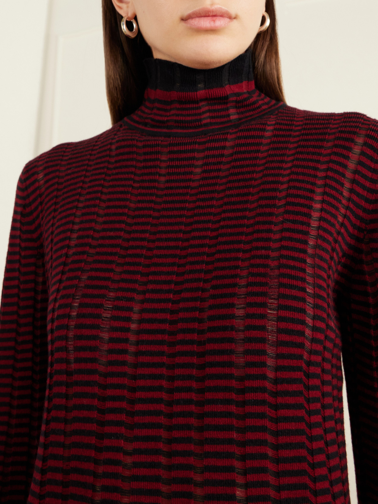 White Label - Stina Striped Ribbed Wool And Cotton-Blend Turtleneck Sweater