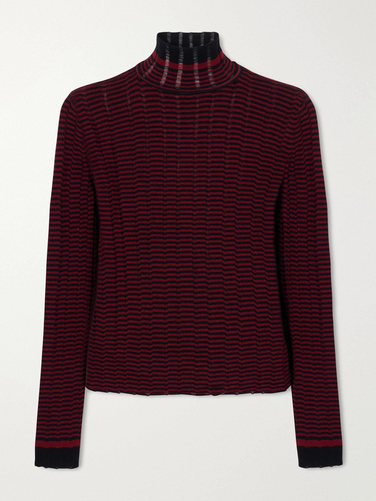 White Label - Stina Striped Ribbed Wool And Cotton-Blend Turtleneck Sweater