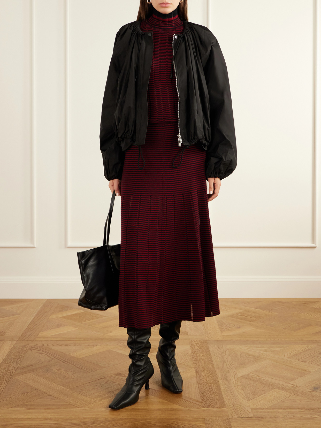 White Label - Stina Striped Ribbed Wool And Cotton-Blend Turtleneck Sweater