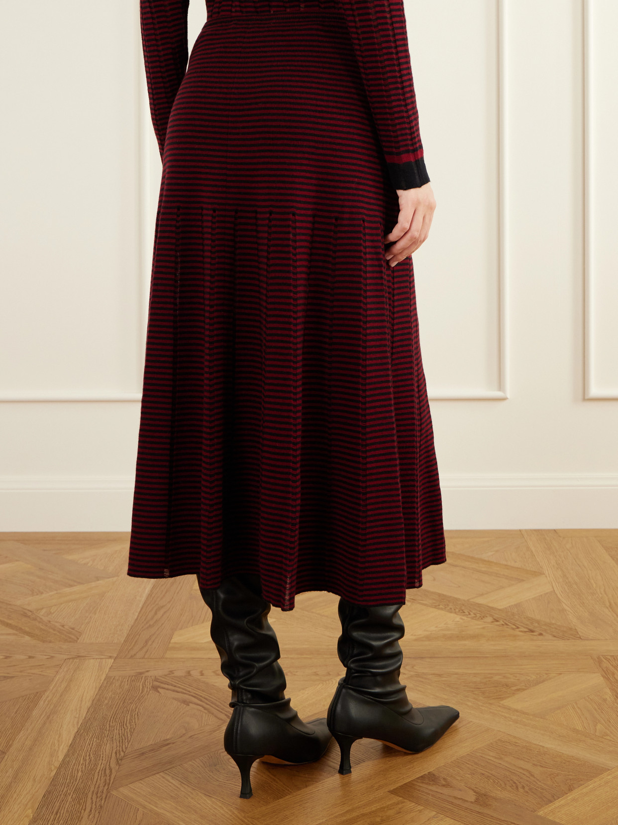 White Label - Phyllis Striped Wool And Cotton-Blend Maxi