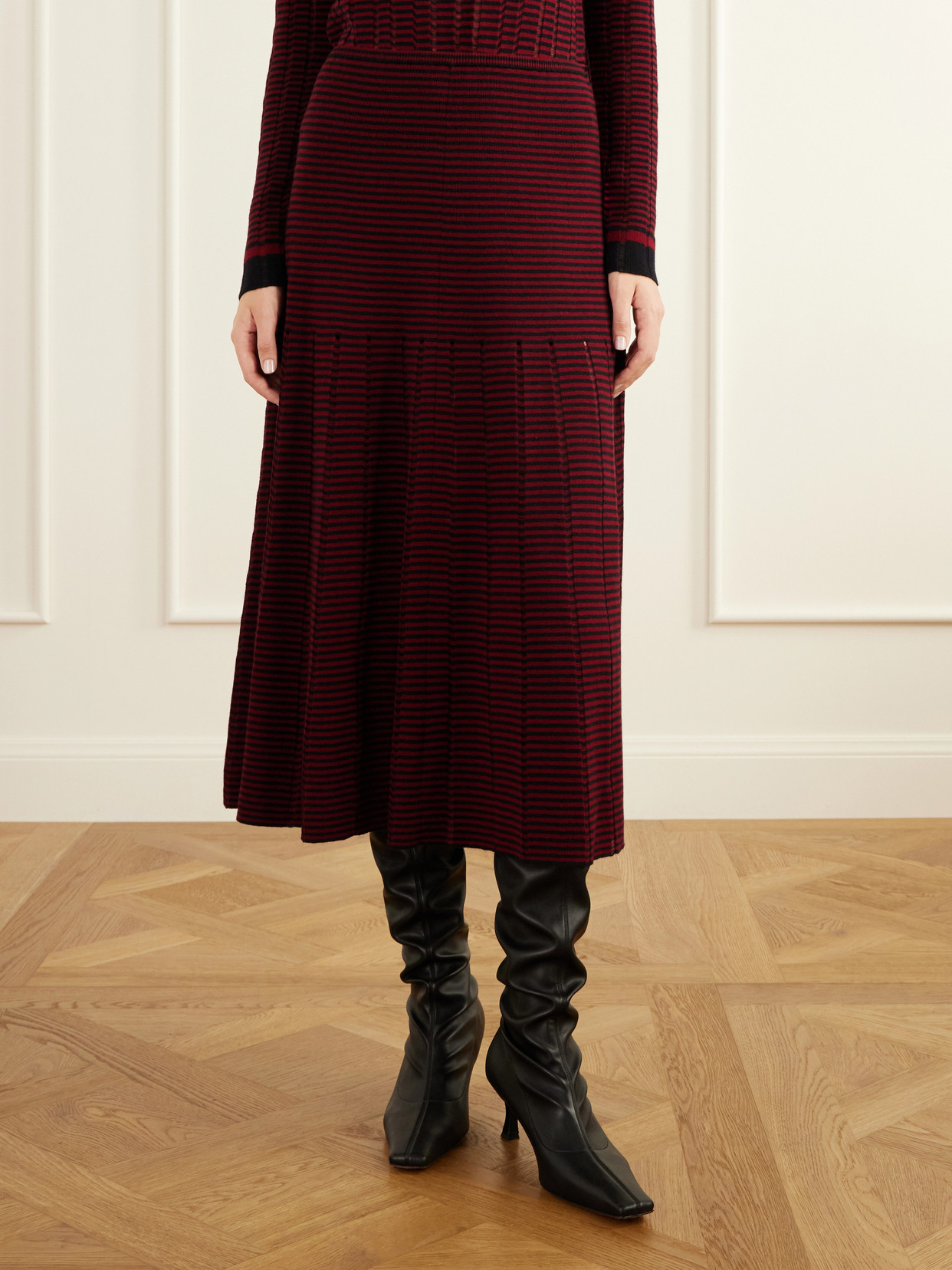 White Label - Phyllis Striped Wool And Cotton-Blend Maxi