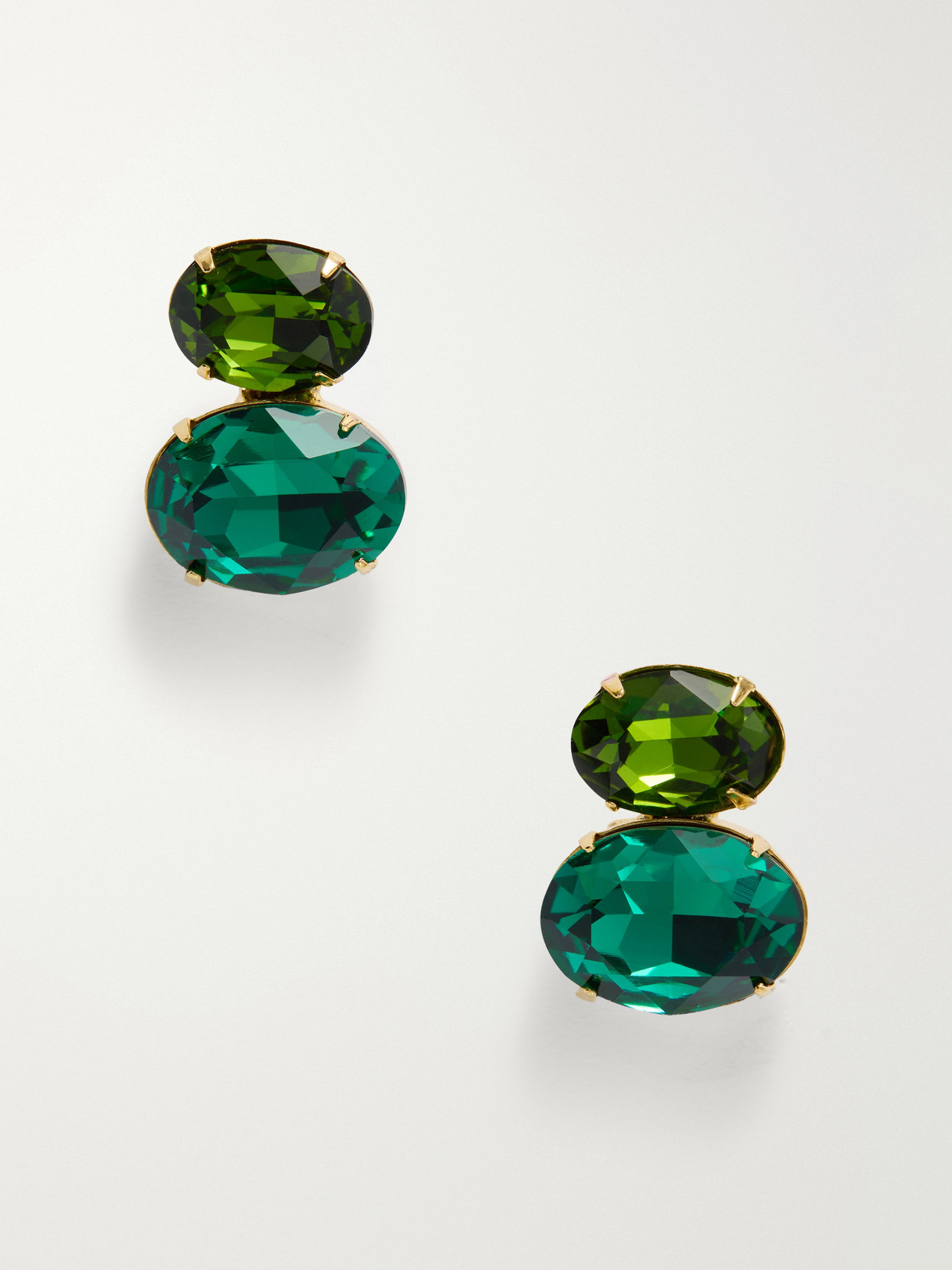 Jennifer Behr Elisa Crystal-embellished Gold-tone Earrings In Green