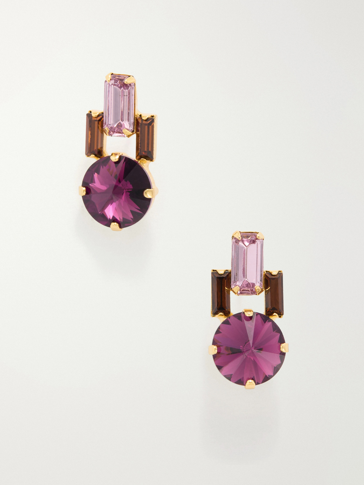 Jennifer Behr Letitiia Crystal-embellished Gold-tone Earrings In Purple