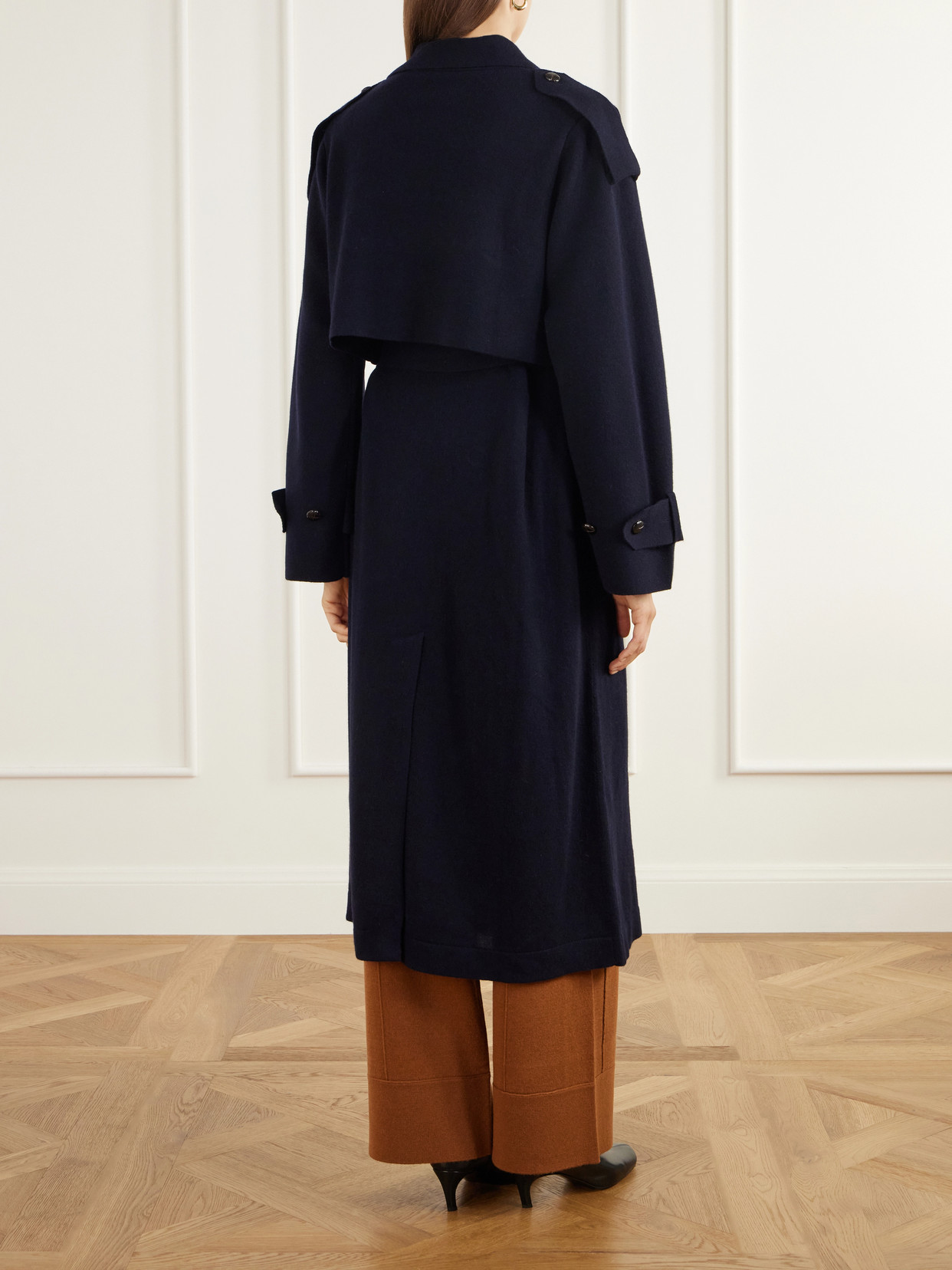 Belted Double-Breasted Wool And Cashmere-Blend Trench Coat