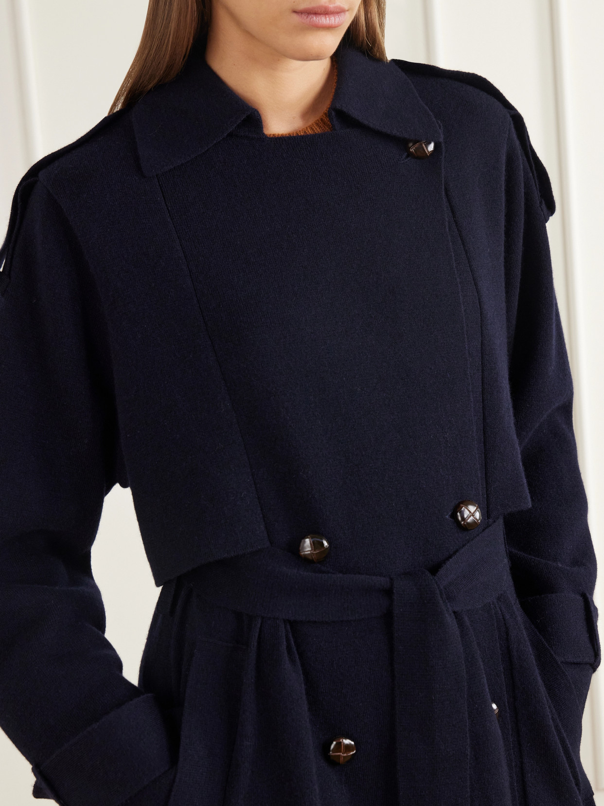 Belted Double-Breasted Wool And Cashmere-Blend Trench Coat