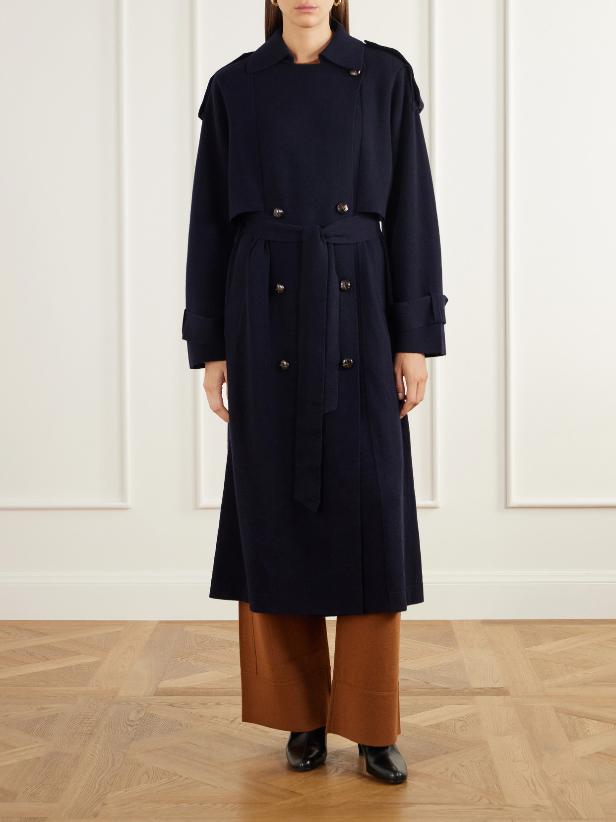 Belted Double-Breasted Wool And Cashmere-Blend Trench Coat