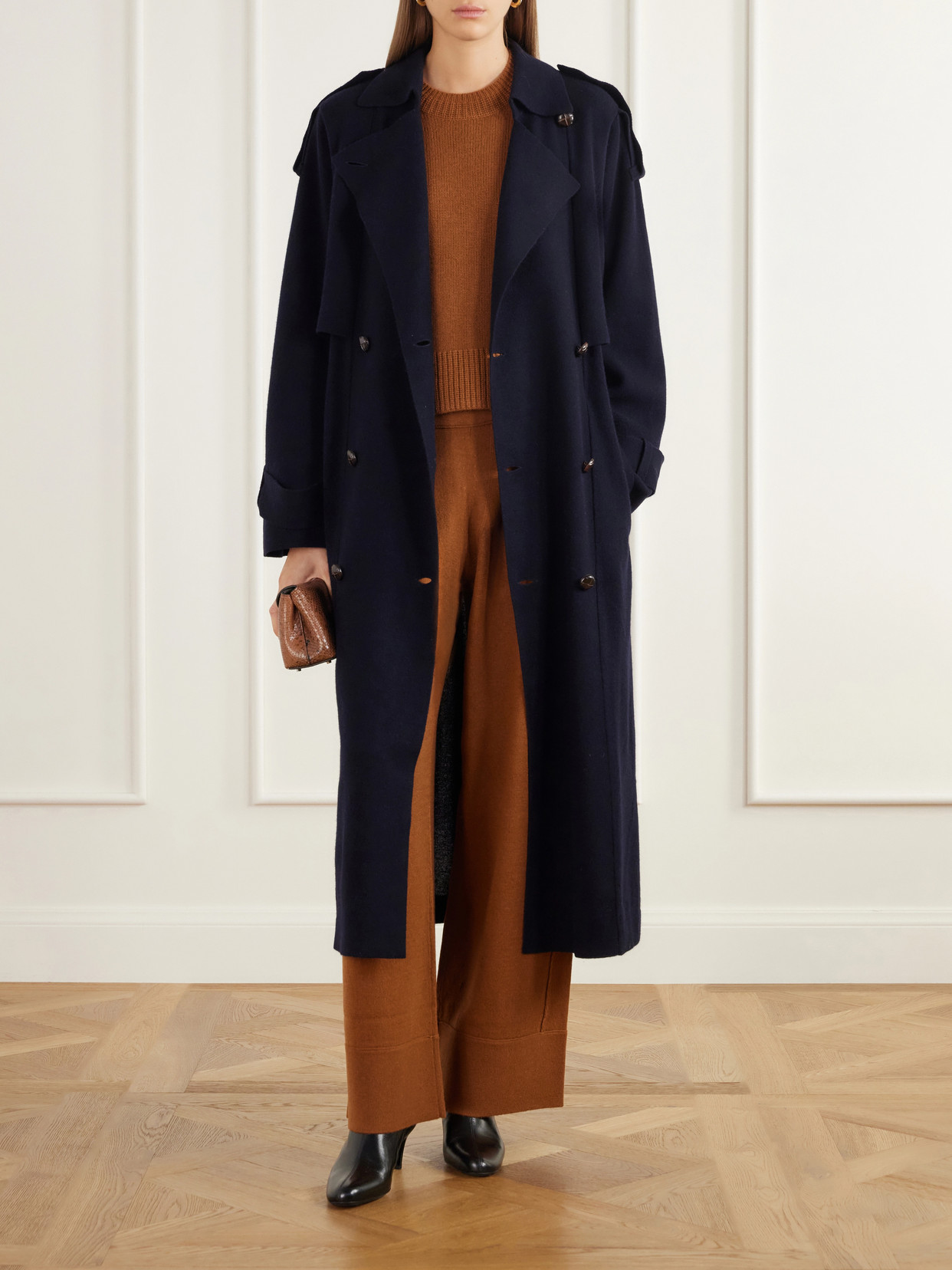 Belted Double-Breasted Wool And Cashmere-Blend Trench Coat