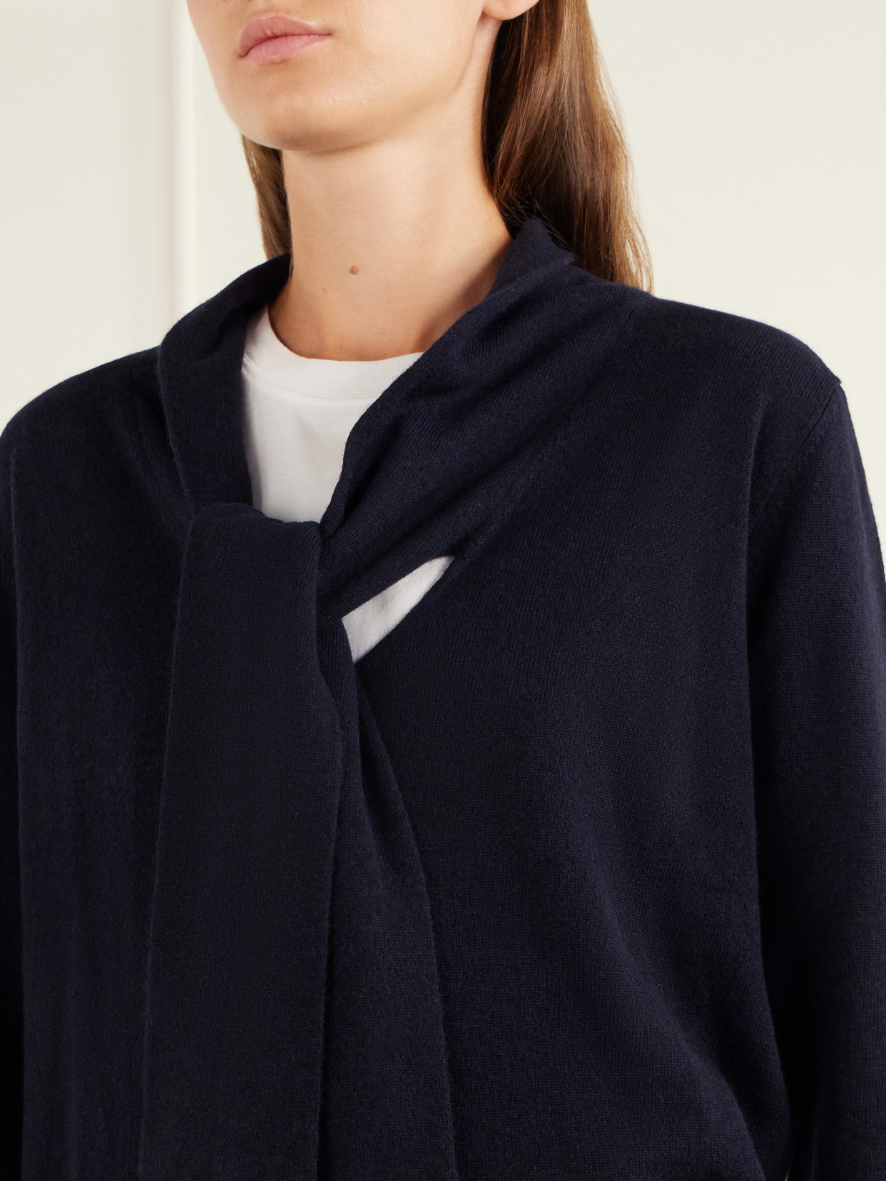 Tie-Detailed Wool And Cashmere-Blend Sweater