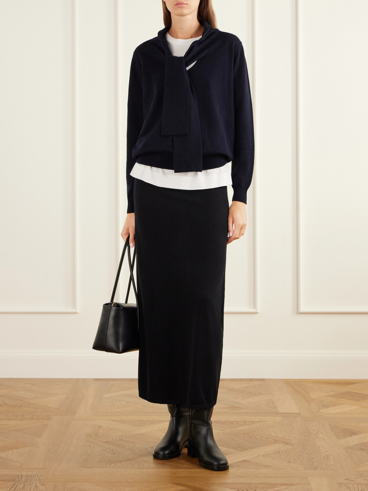 Tie-Detailed Wool And Cashmere-Blend Sweater
