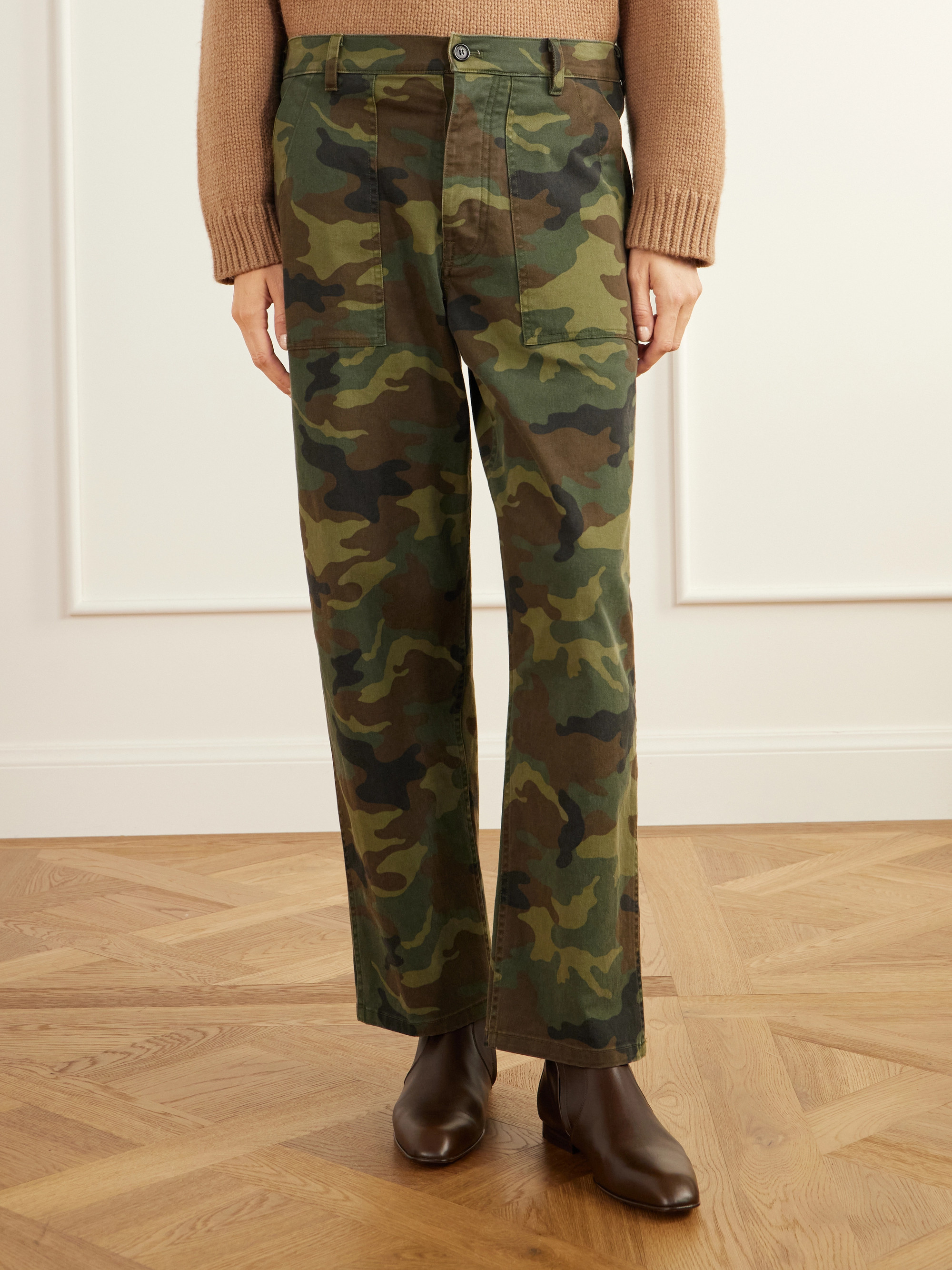 Nili Lotan Earl camouflage-print cotton-blend canvas mid-rise straight-leg pants