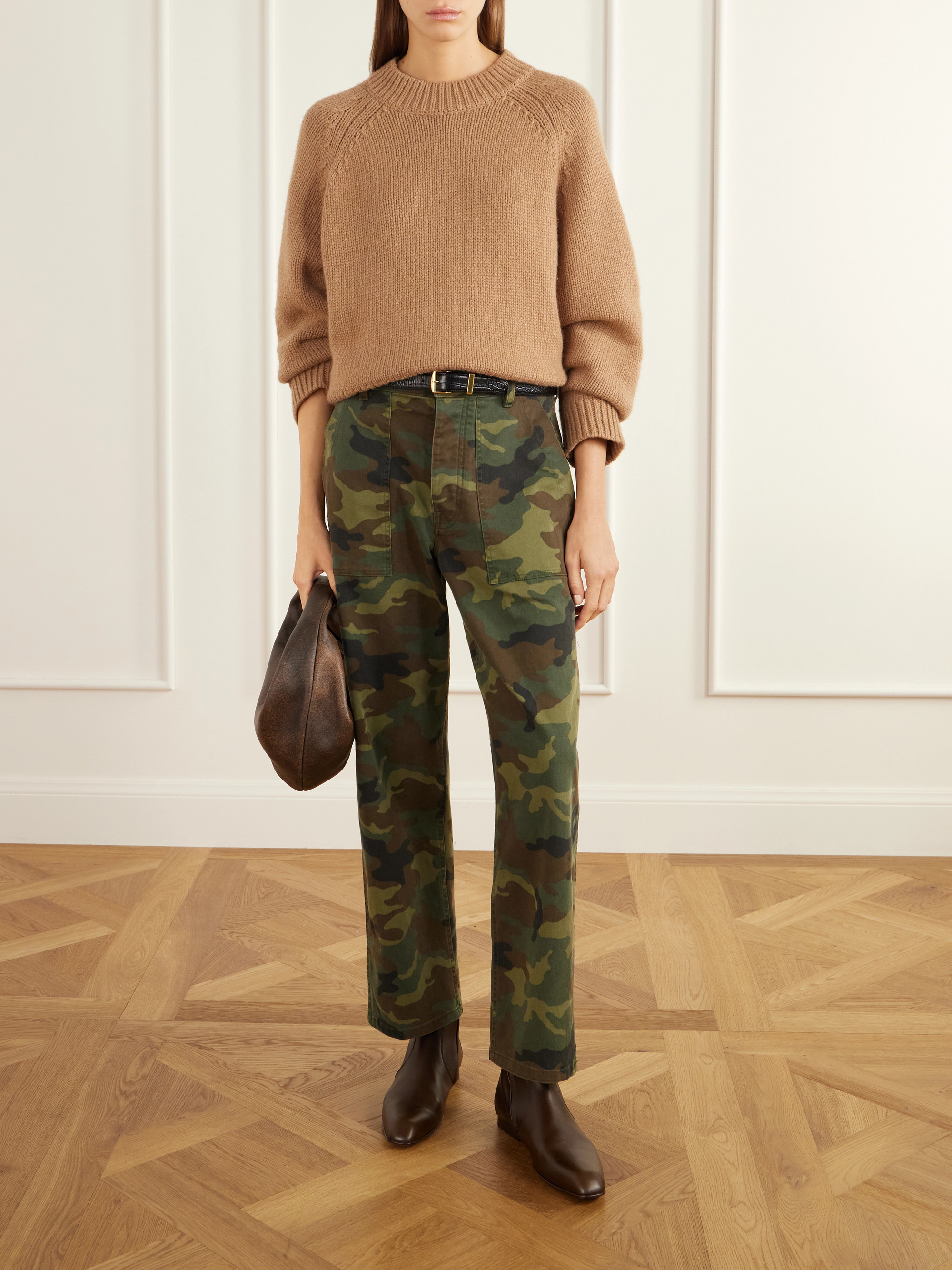 Nili Lotan Earl camouflage-print cotton-blend canvas mid-rise straight-leg pants