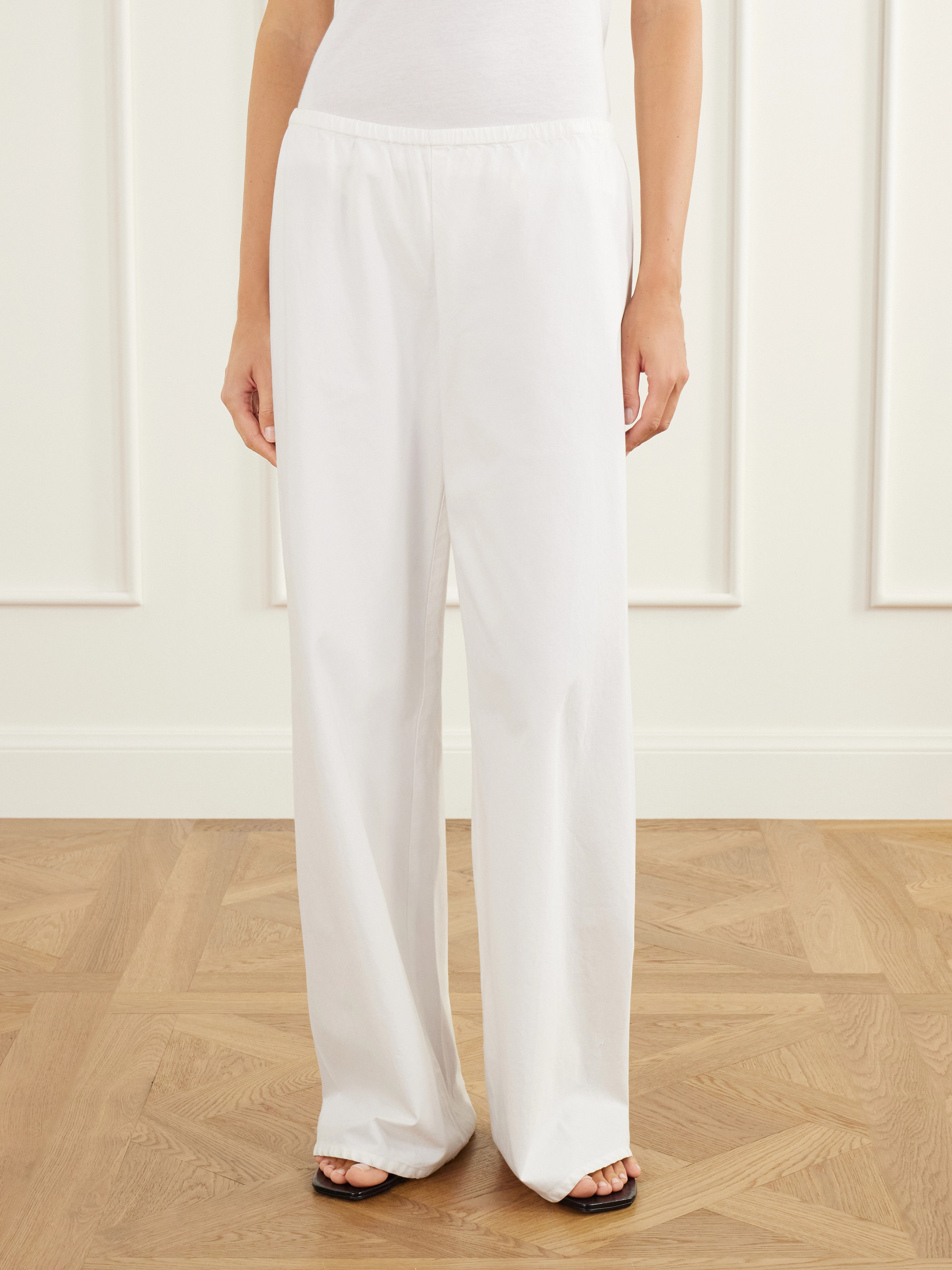Nili Lotan Marlow cotton-blend poplin wide-leg pants