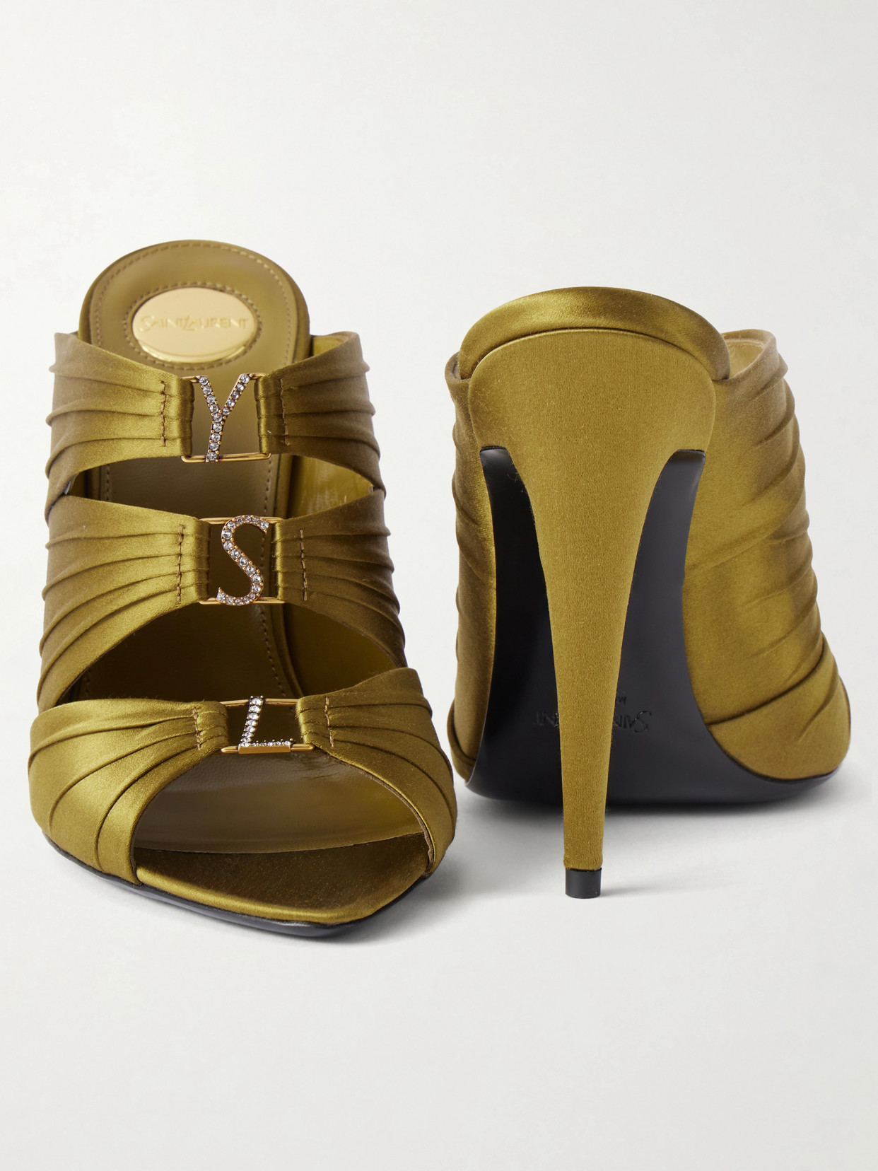 Emilie 110 Crystal-Embellished Gathered Sandals