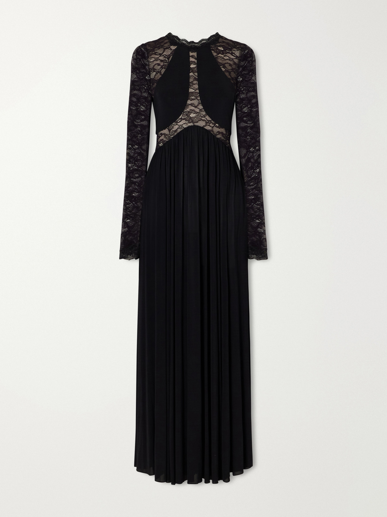 Zimmermann Clash Lace-trimmed Stretch-jersey Maxi Dress In Black
