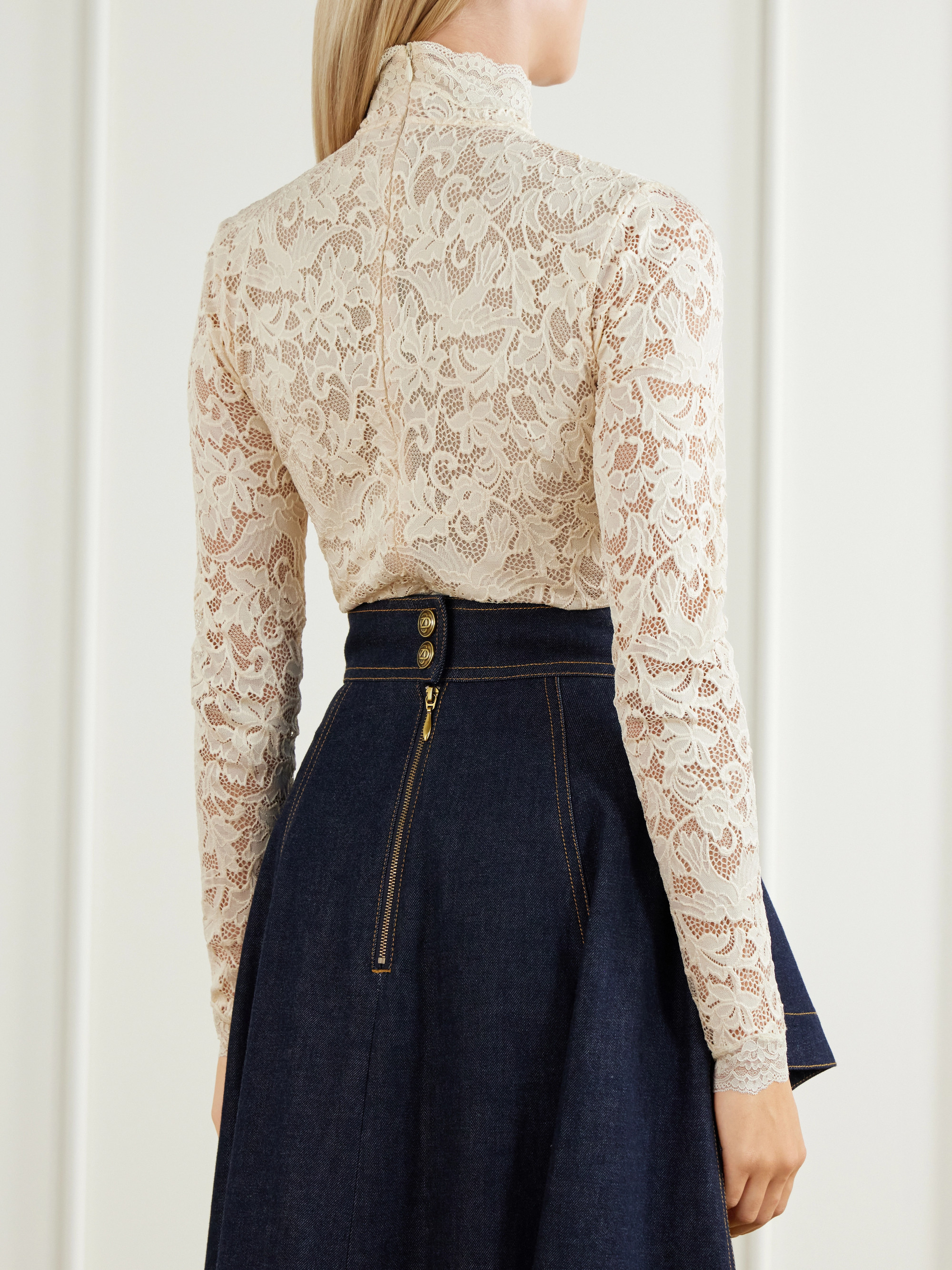 Zimmermann Corded lace turtleneck bodysuit