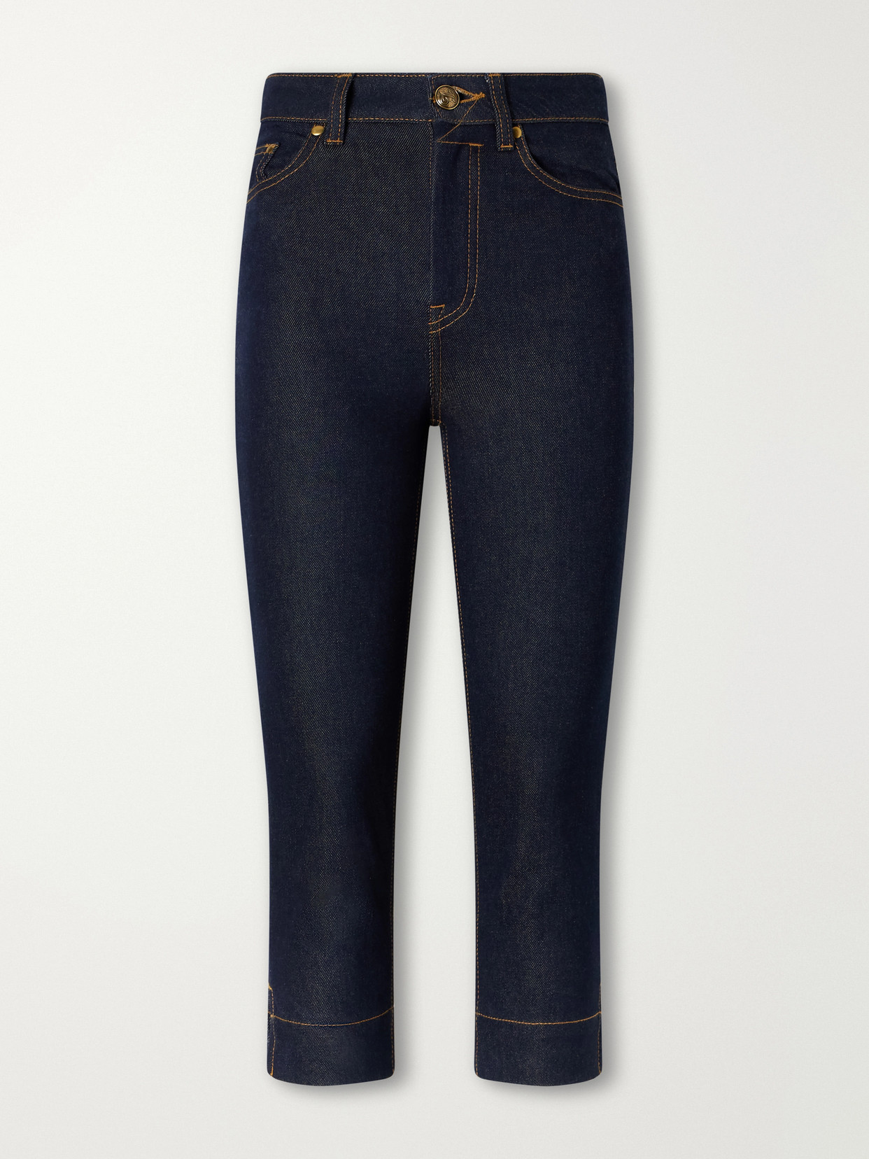 Clash Embroidered High-Rise Slim-Fit Capri Jeans