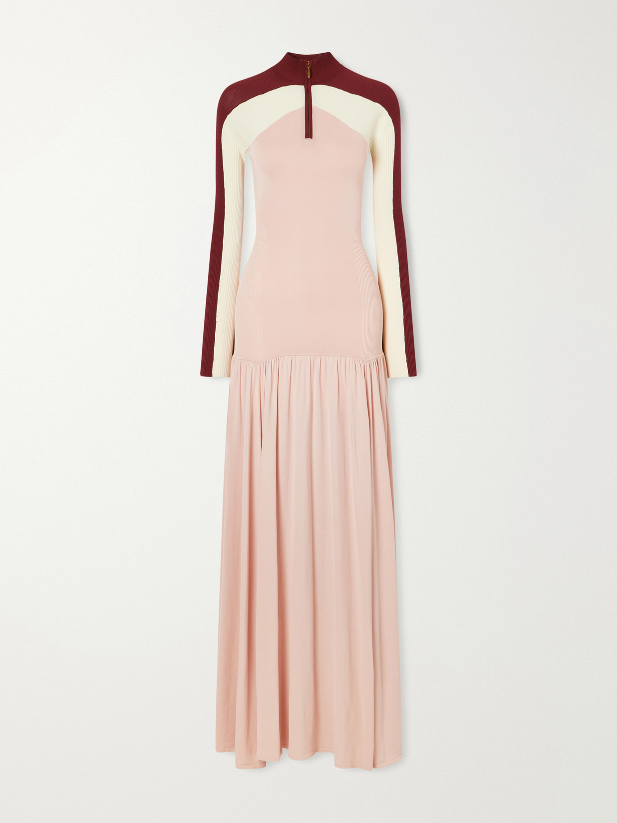 Zimmermann Clash Rib-knit And Jersey Maxi Dress In Pink