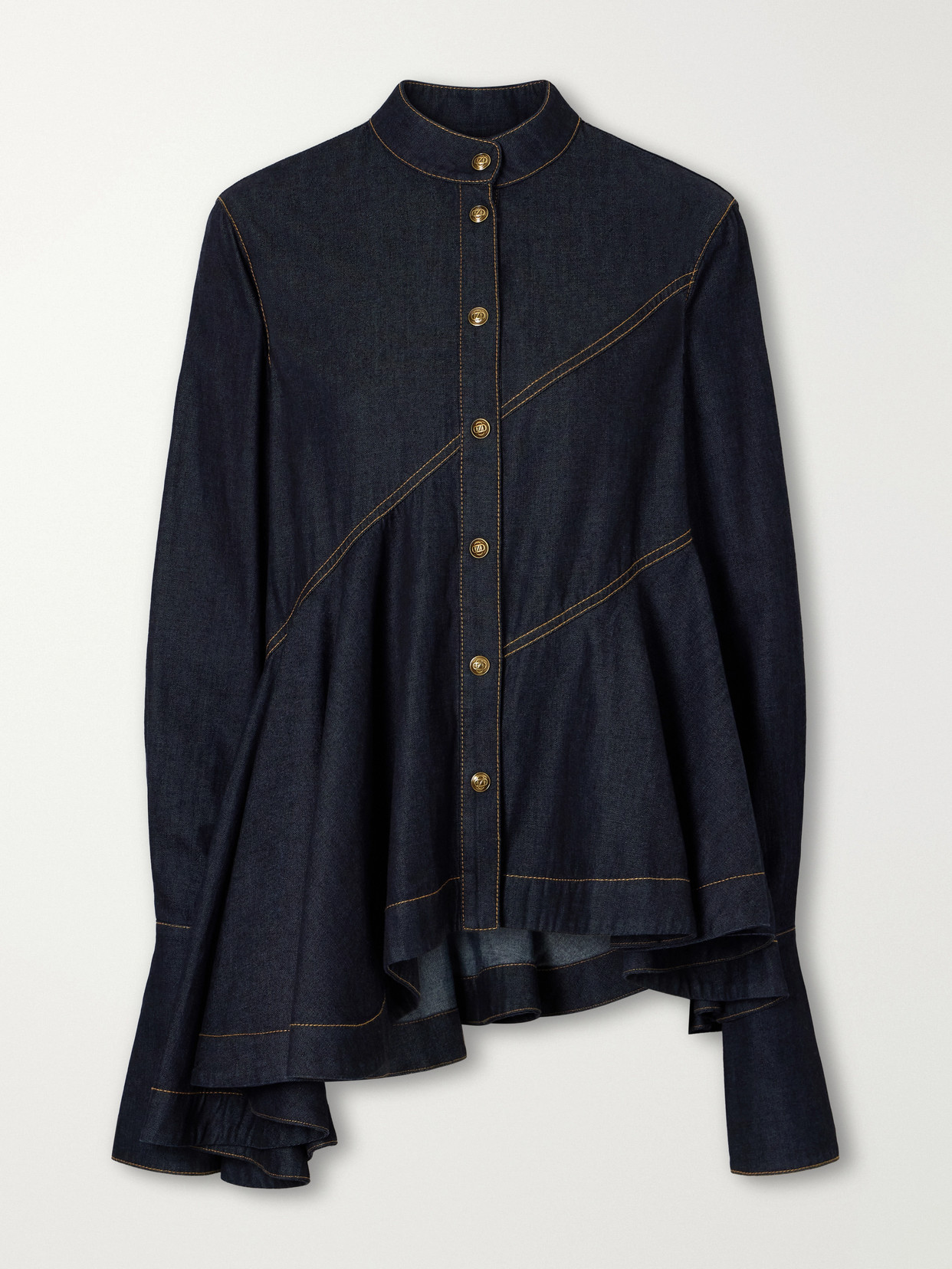 Zimmermann Asymmetric Denim Shirt In Blue