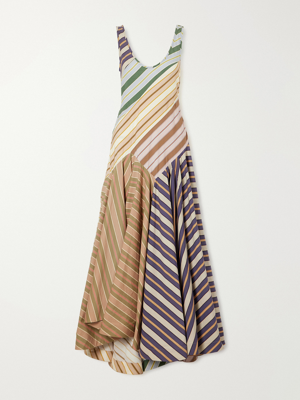 Zimmermann Clash Striped Cotton-poplin Maxi Dress In Multi