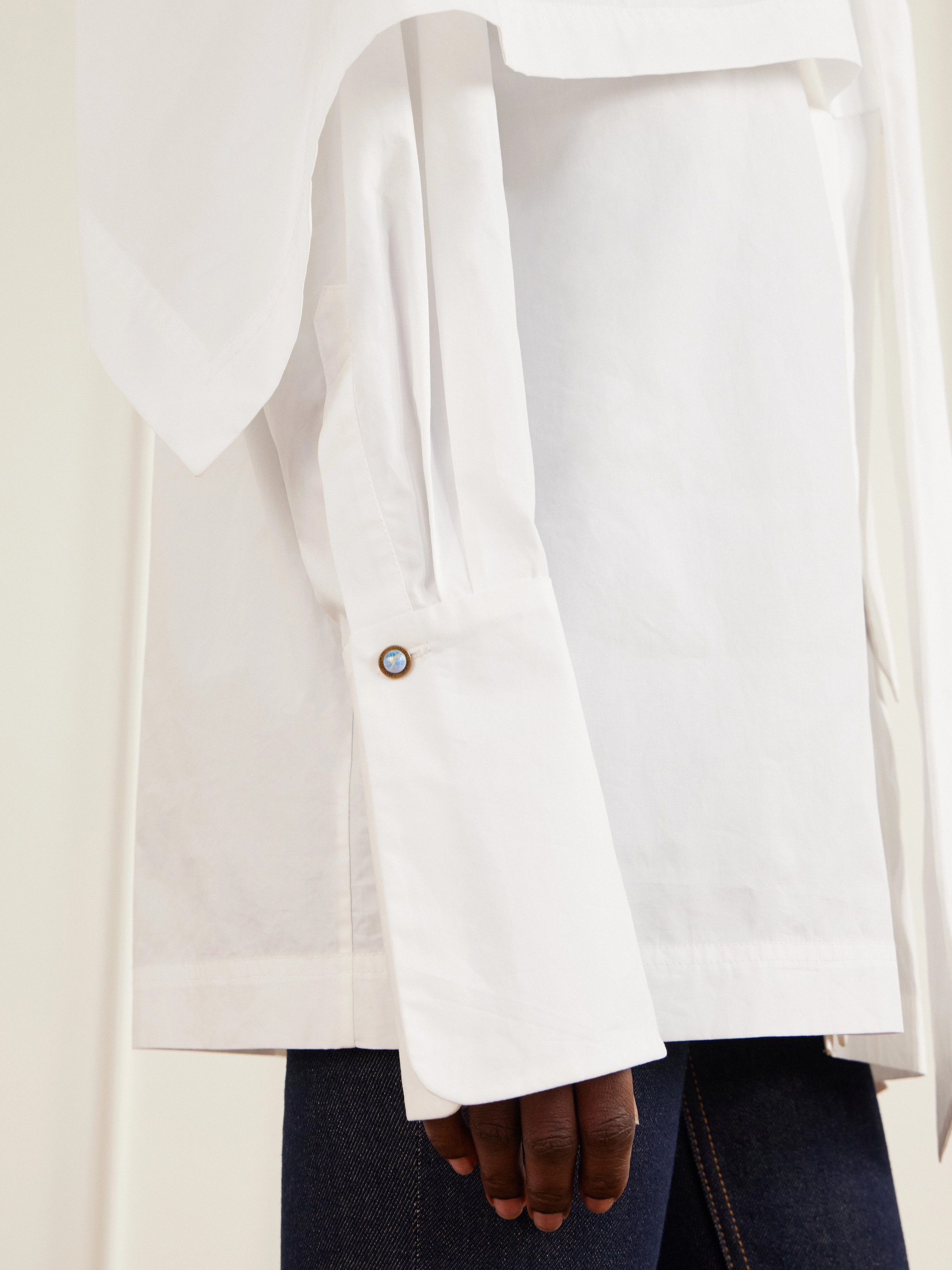 Zimmermann Clash tie-detailed asymmetric cotton-poplin shirt
