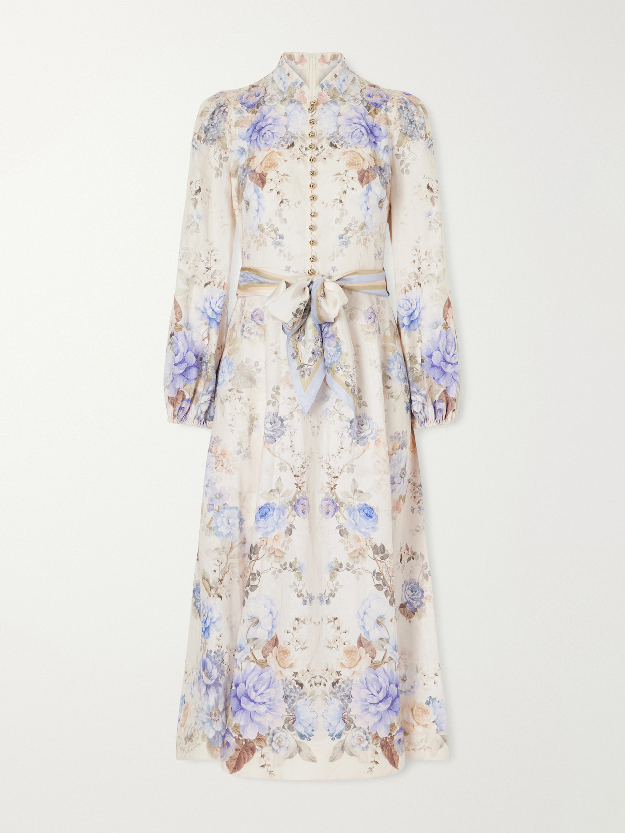 Zimmermann Floral-print Linen Midi Dress In Multi