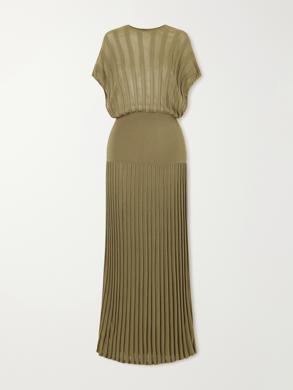 Zimmermann Clash Billow Striped Jersey Maxi Dress In Green