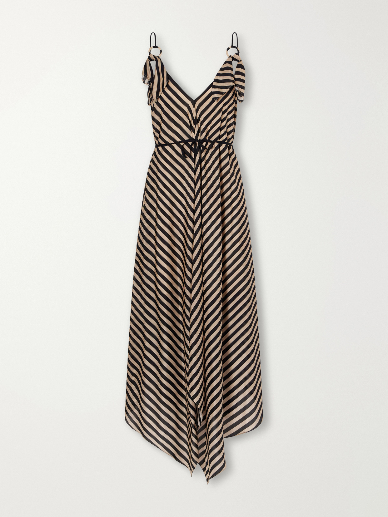 Zimmermann Fairlight Tie-detailed Striped Silk Midi Dress In Brown