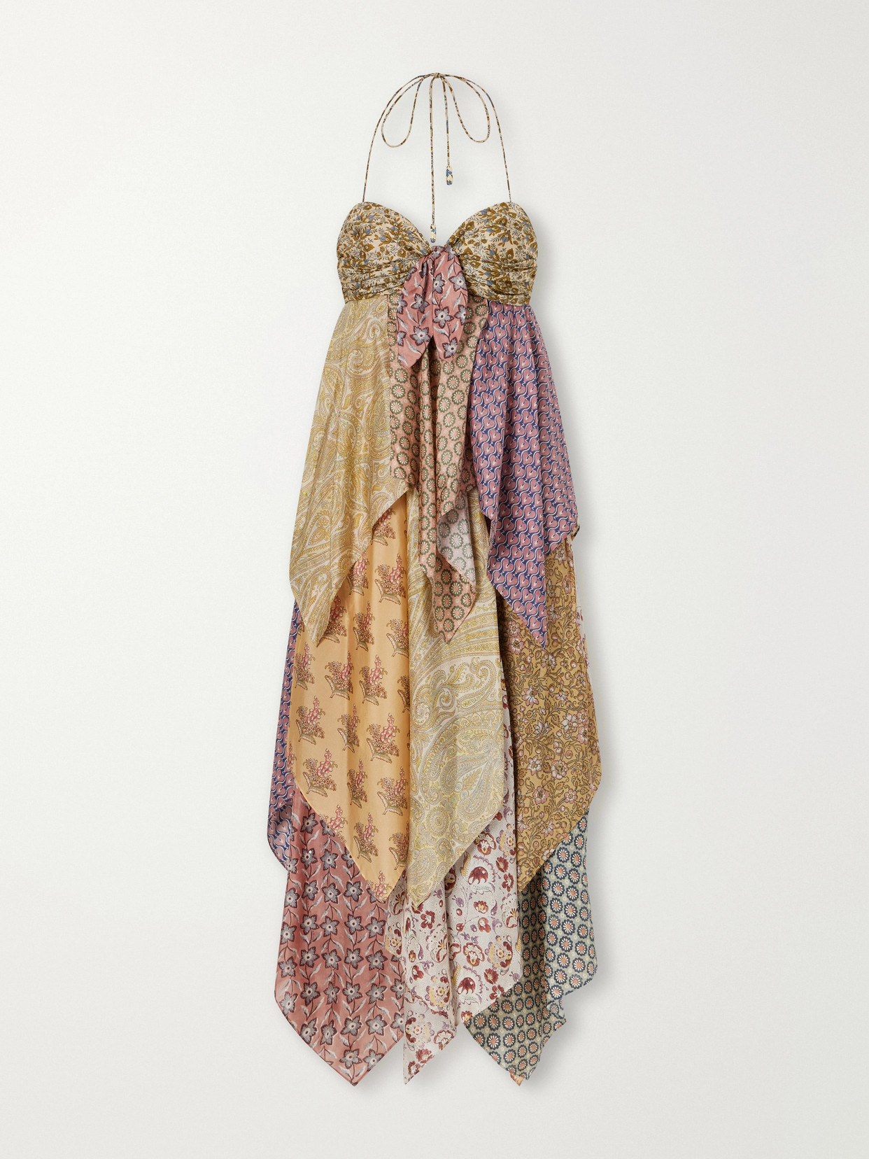 Zimmermann Fairlight Draped Printed Silk Midi Dress In Multi