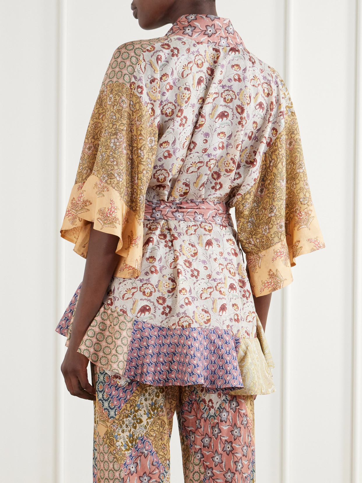 Fairlight Printed Silk-Satin Wrap Blouse