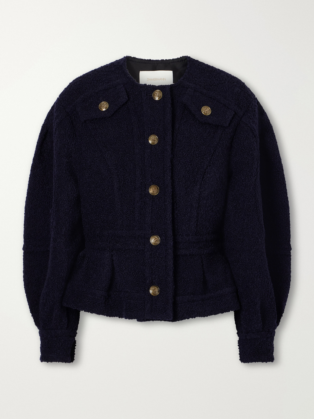 Zimmermann Clash Wool And Alpaca-blend Bouclé Jacket In Blue