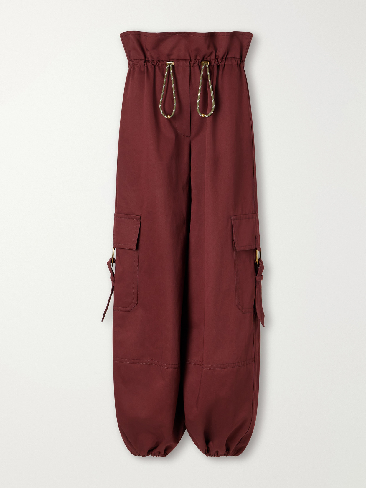 Zimmermann Clash Cotton-drill Wide-leg Cargo Pants In Burgundy