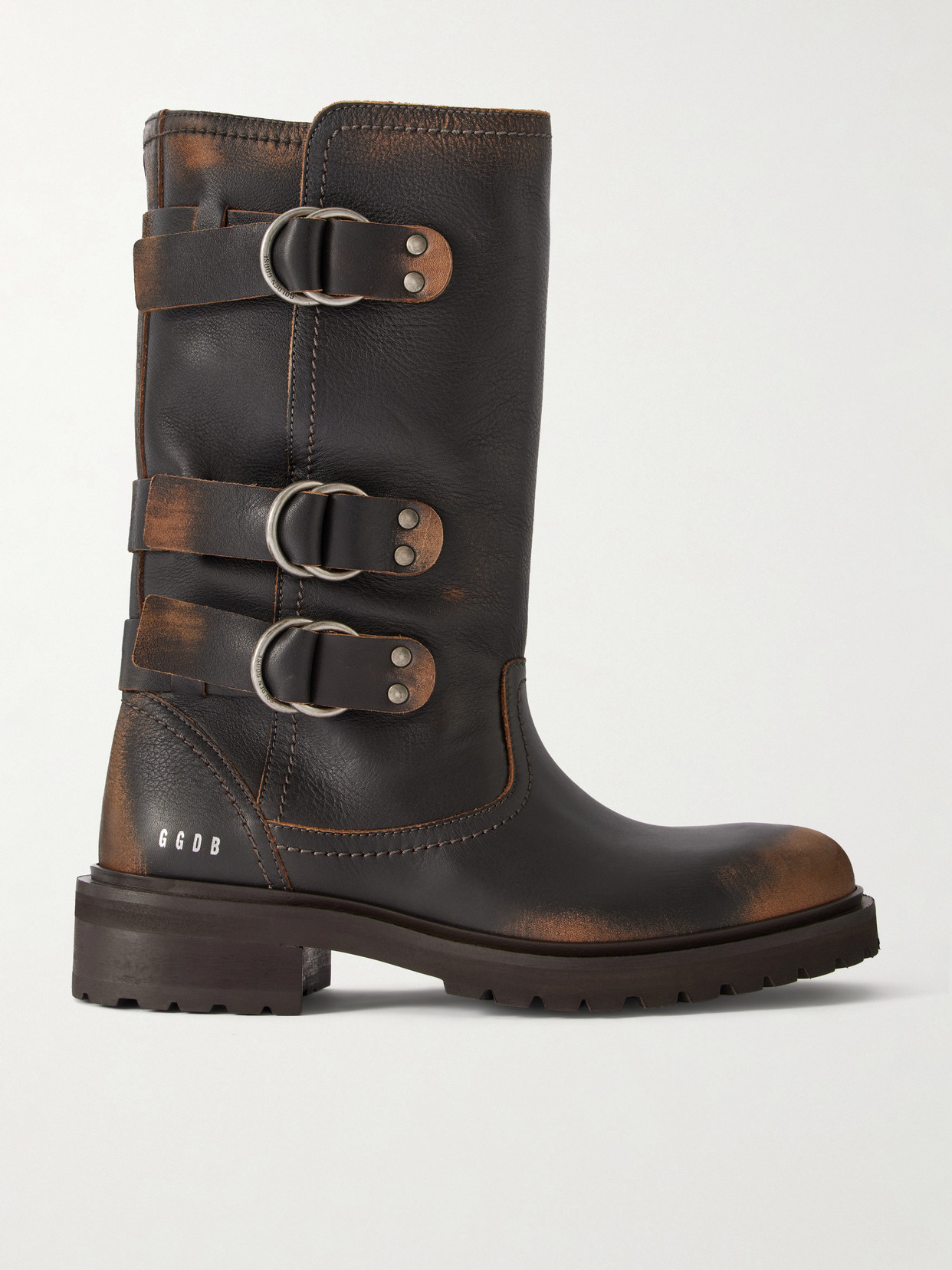 Golden Goose Kurt Distressed Leather Knee Boots In Brown