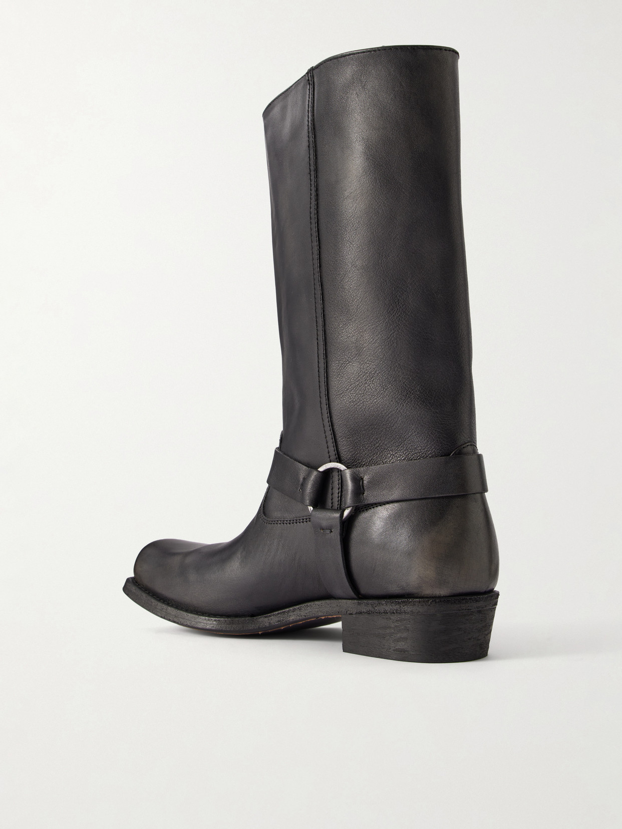 Distressed Leather Knee Boots