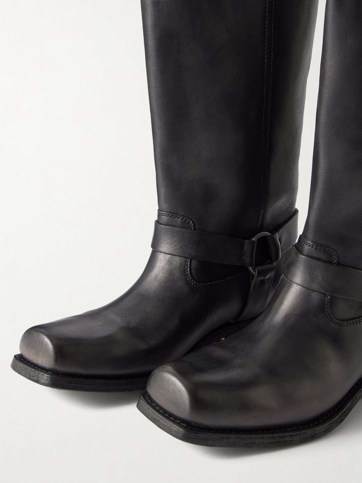 Distressed Leather Knee Boots
