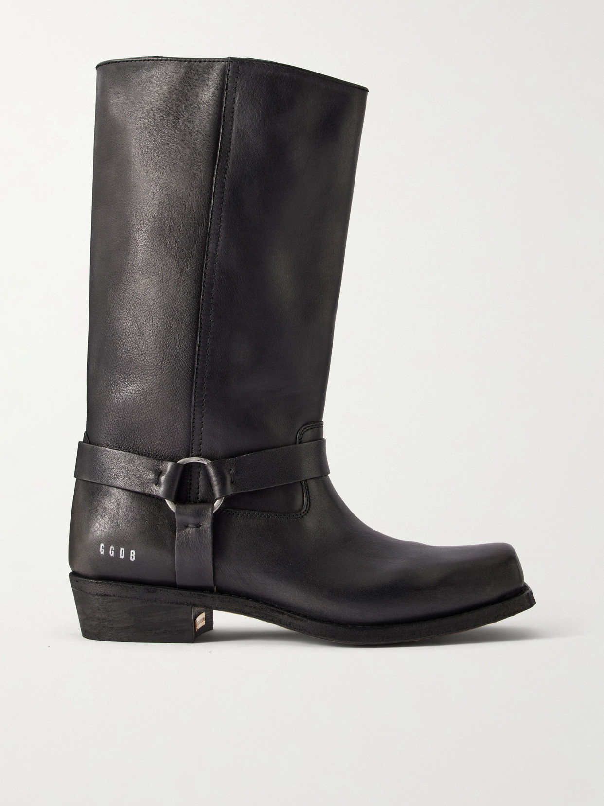 Golden Goose Distressed Leather Knee Boots In Black