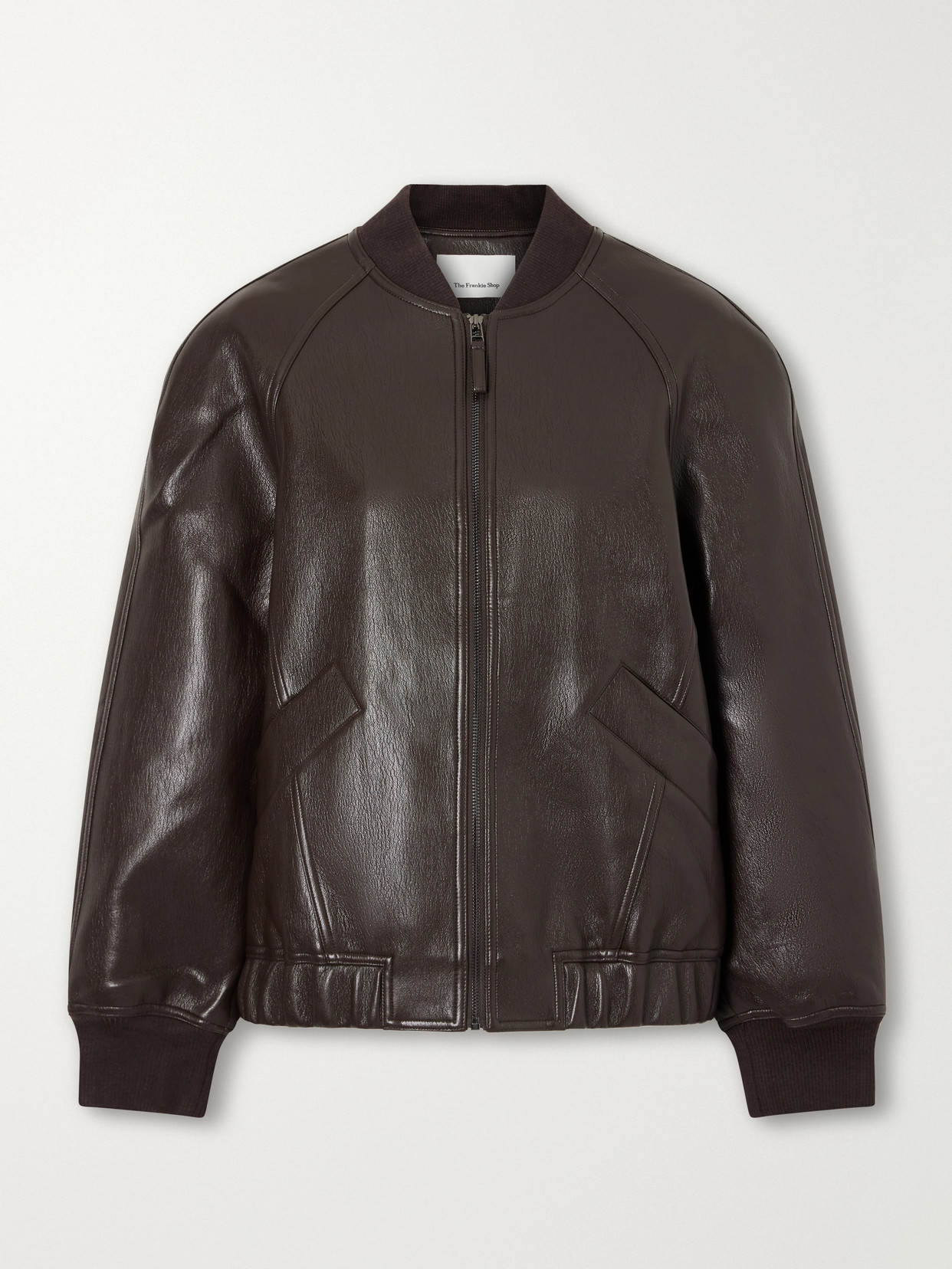 The Frankie Shop Alena Coated Bomber Jacket In Brown