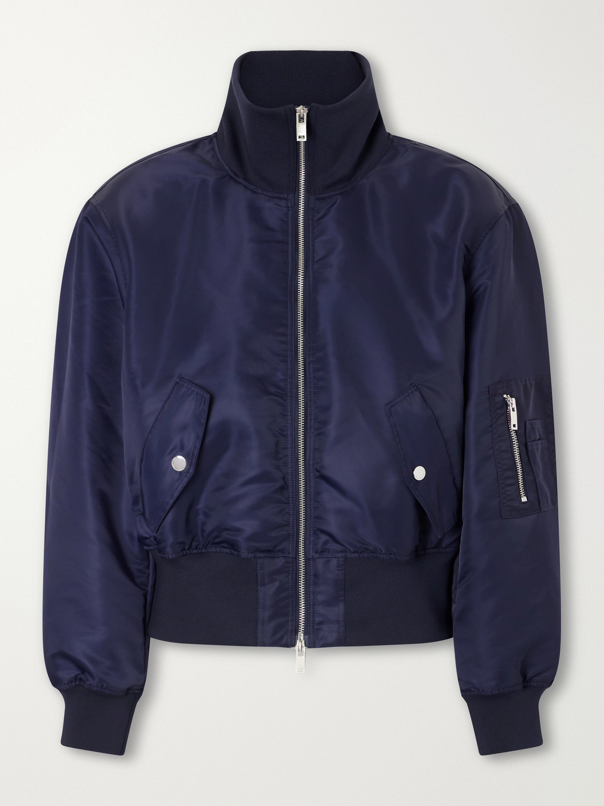 The Frankie Shop Storm Satin Bomber Jacket In Blue