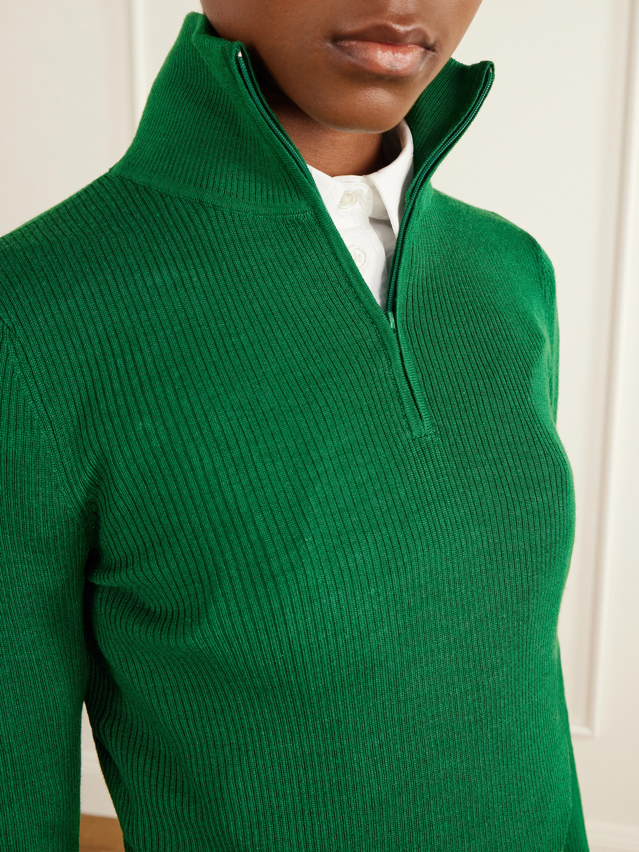 Half-Zip Wool And Silk-Blend Sweater