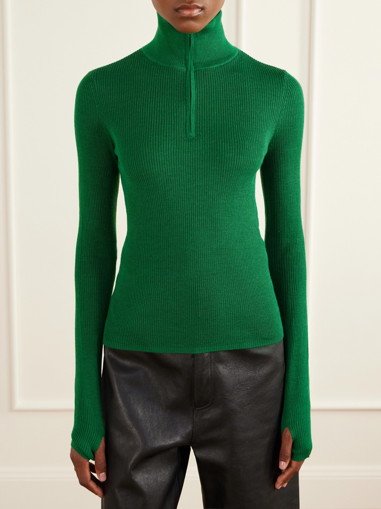 Half-Zip Wool And Silk-Blend Sweater
