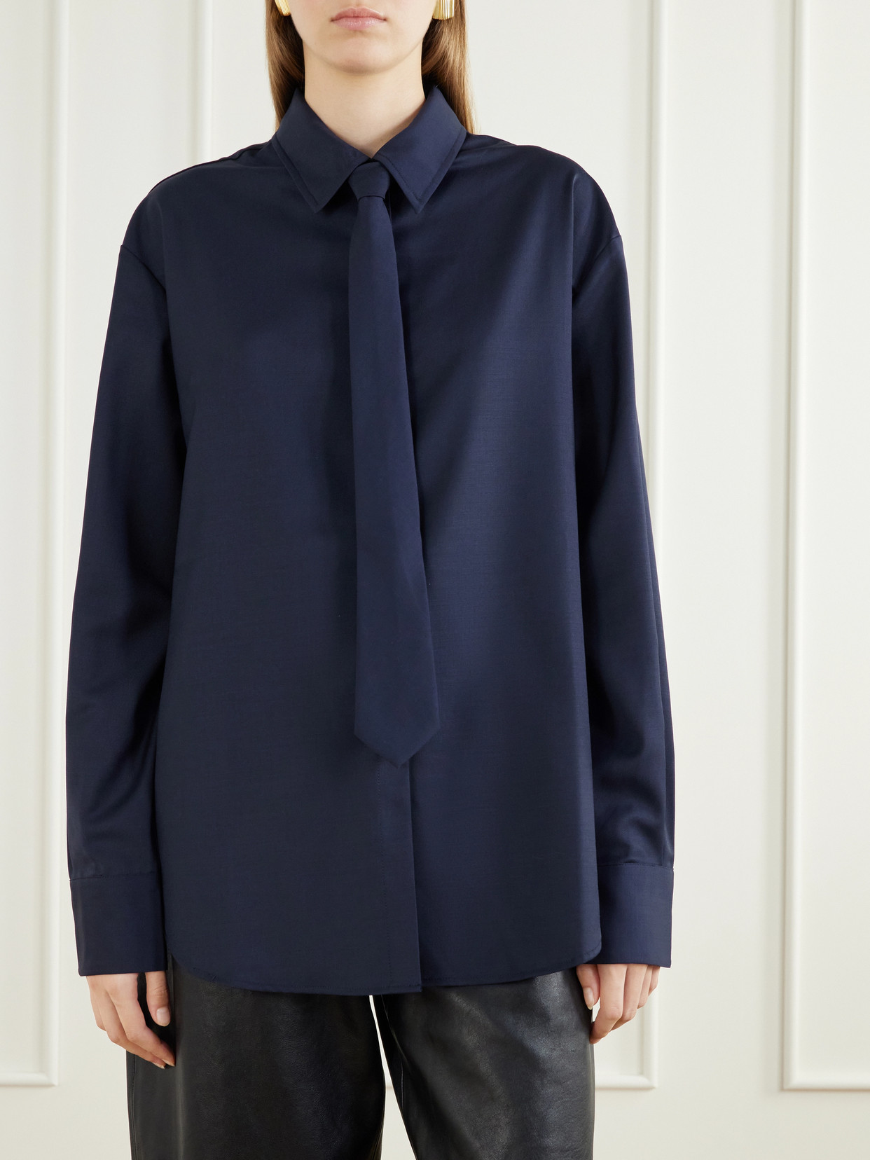 Peri Tie-Detailed Oversized Georgette Shirt