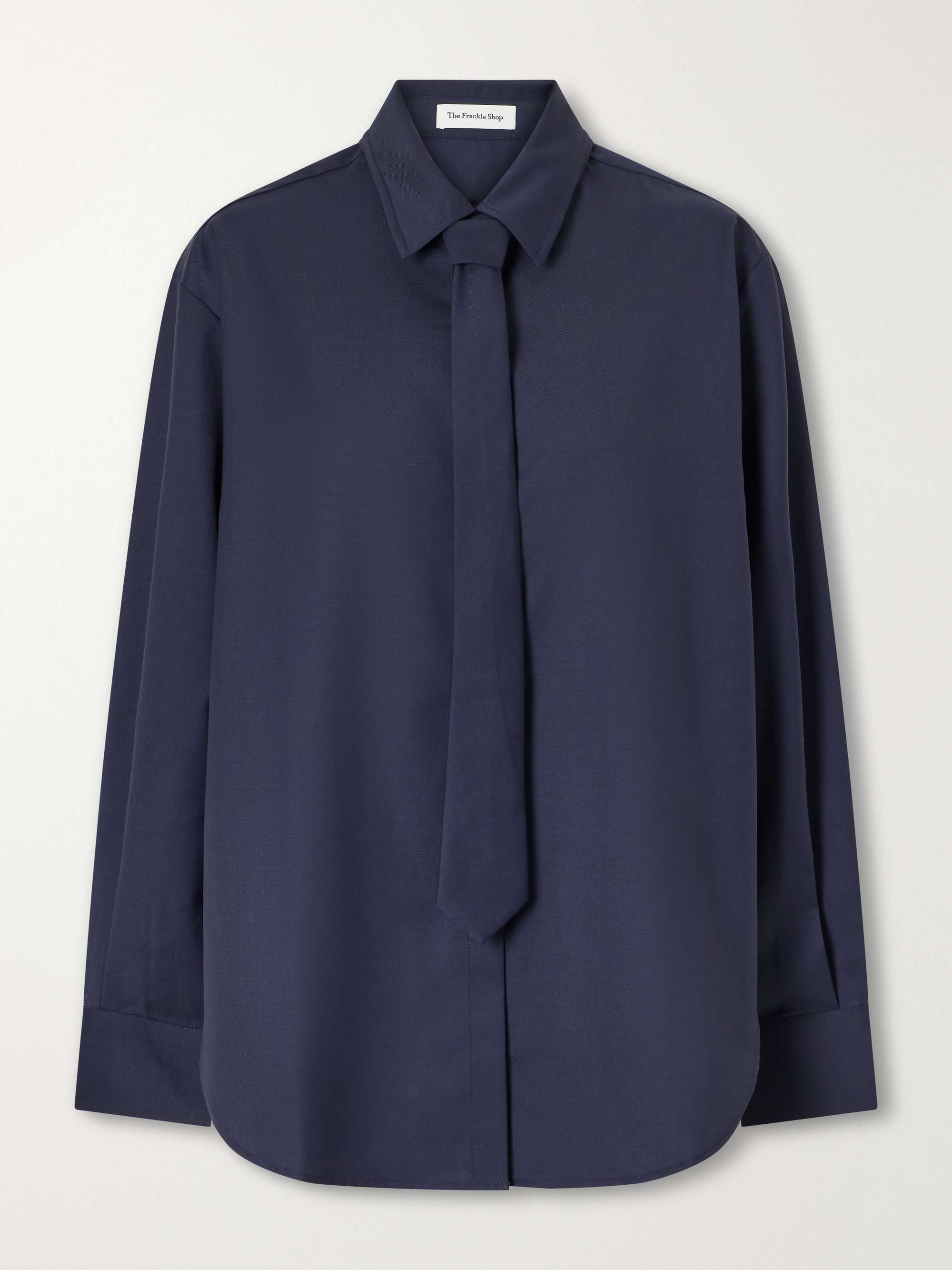 Peri tie-detailed oversized georgette shirt - navy - xx small