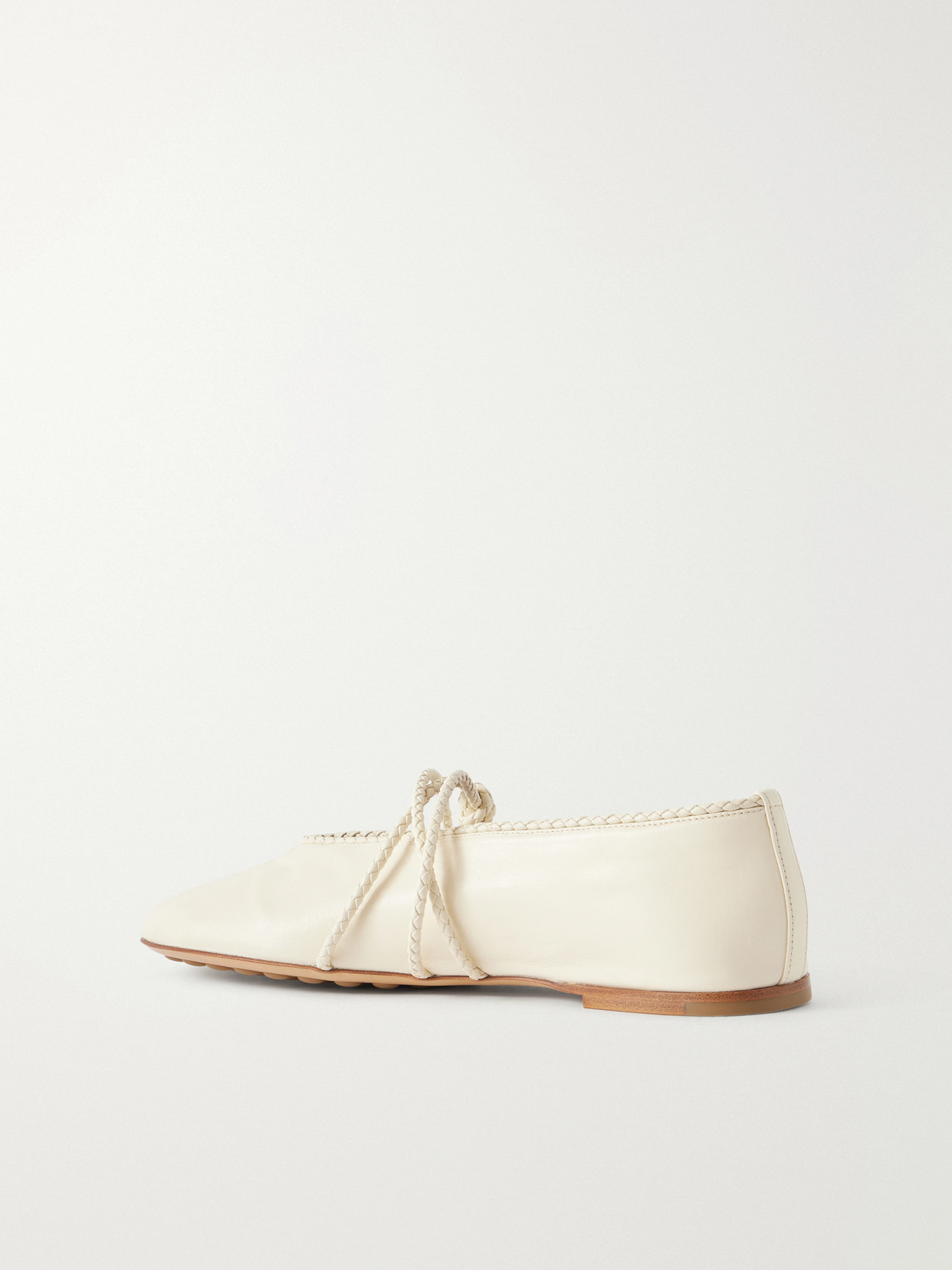 Rosa Intrecciato-Trimmed Ballet Flats