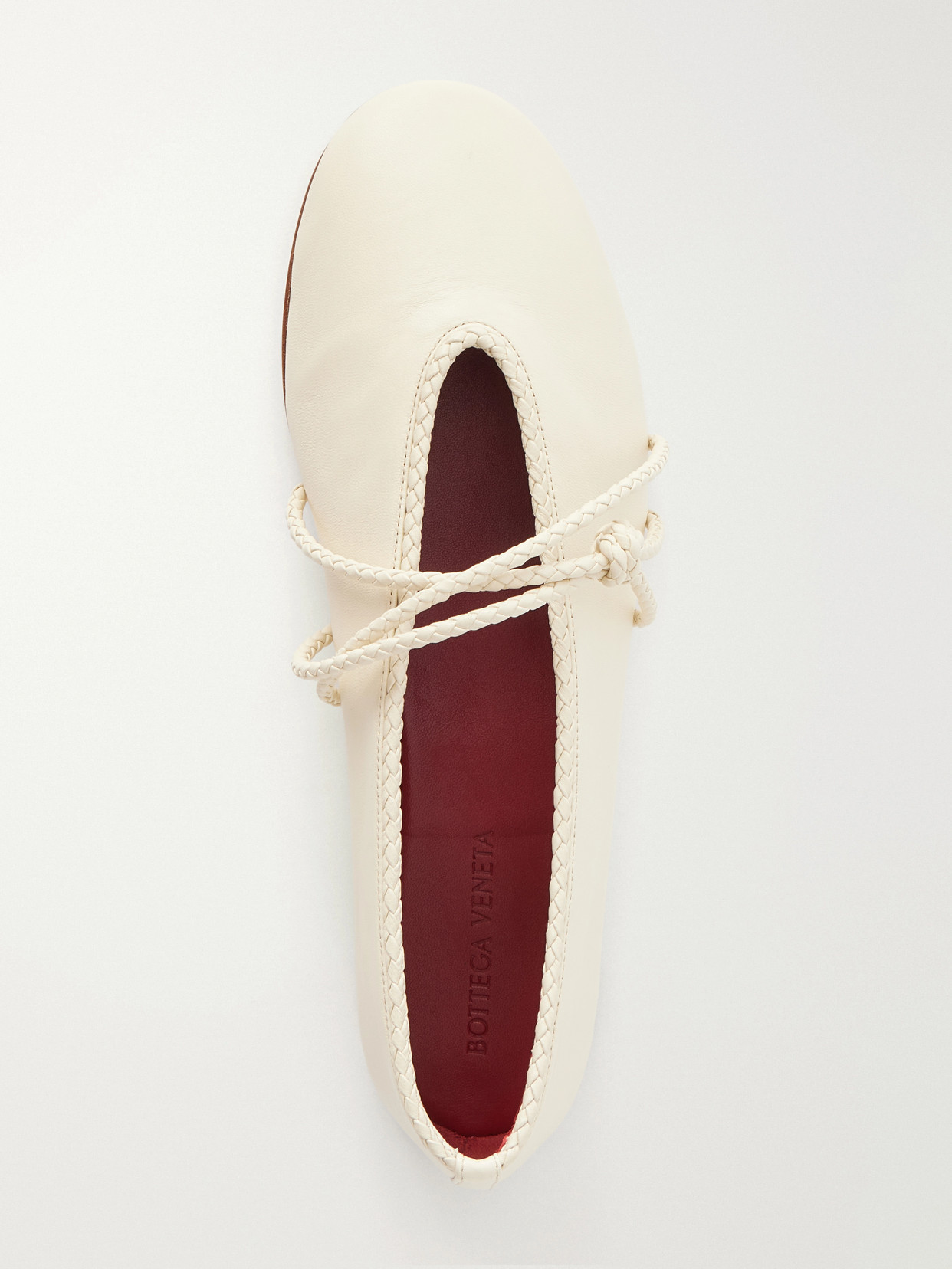 Rosa Intrecciato-Trimmed Ballet Flats