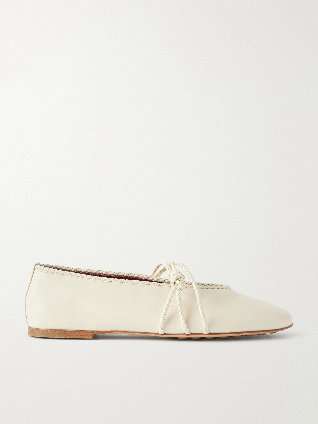 Rosa Intrecciato-Trimmed Ballet Flats