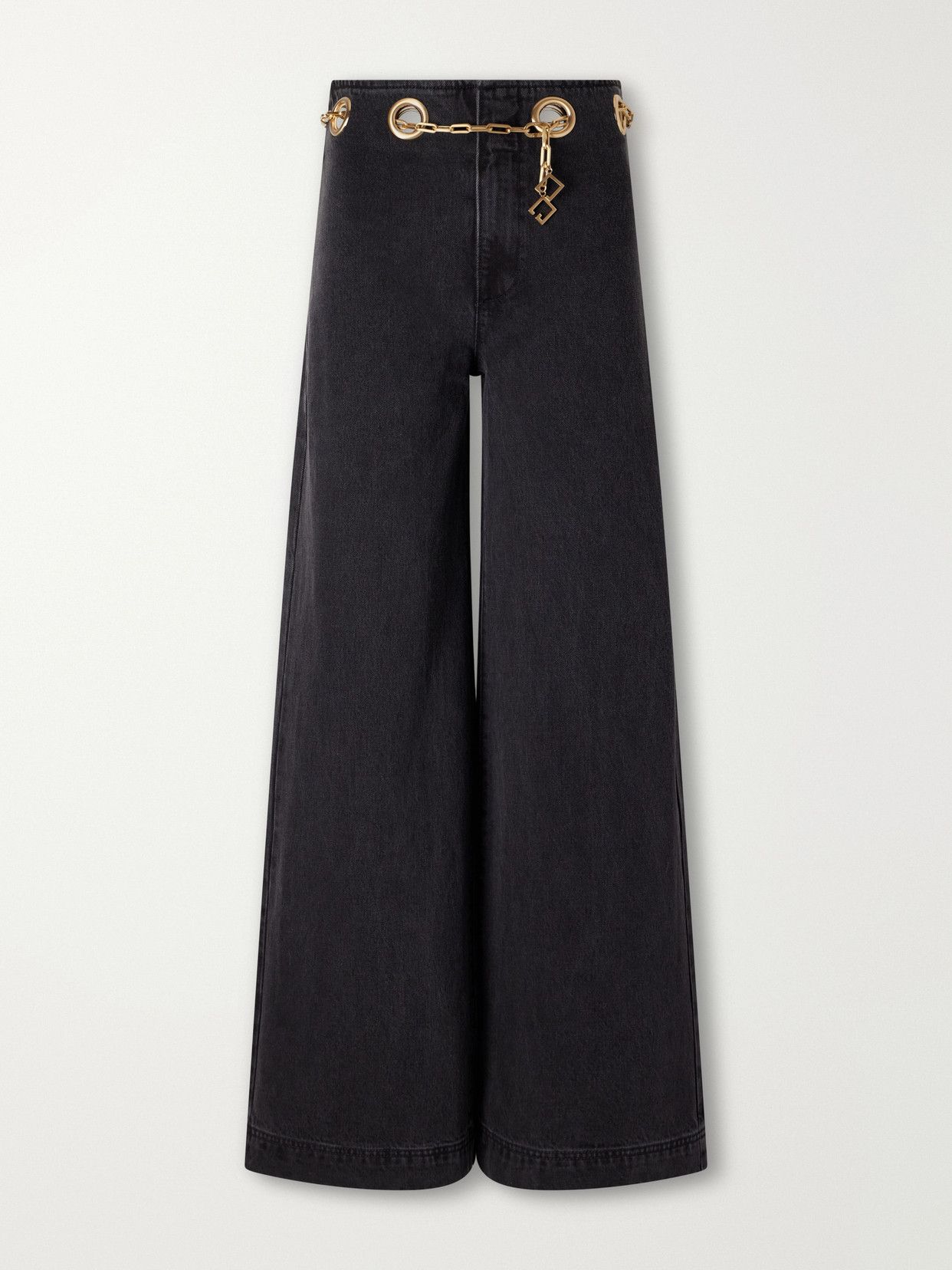 Cult Gaia Sydney Embellished Low-rise Flared Jeans In Black