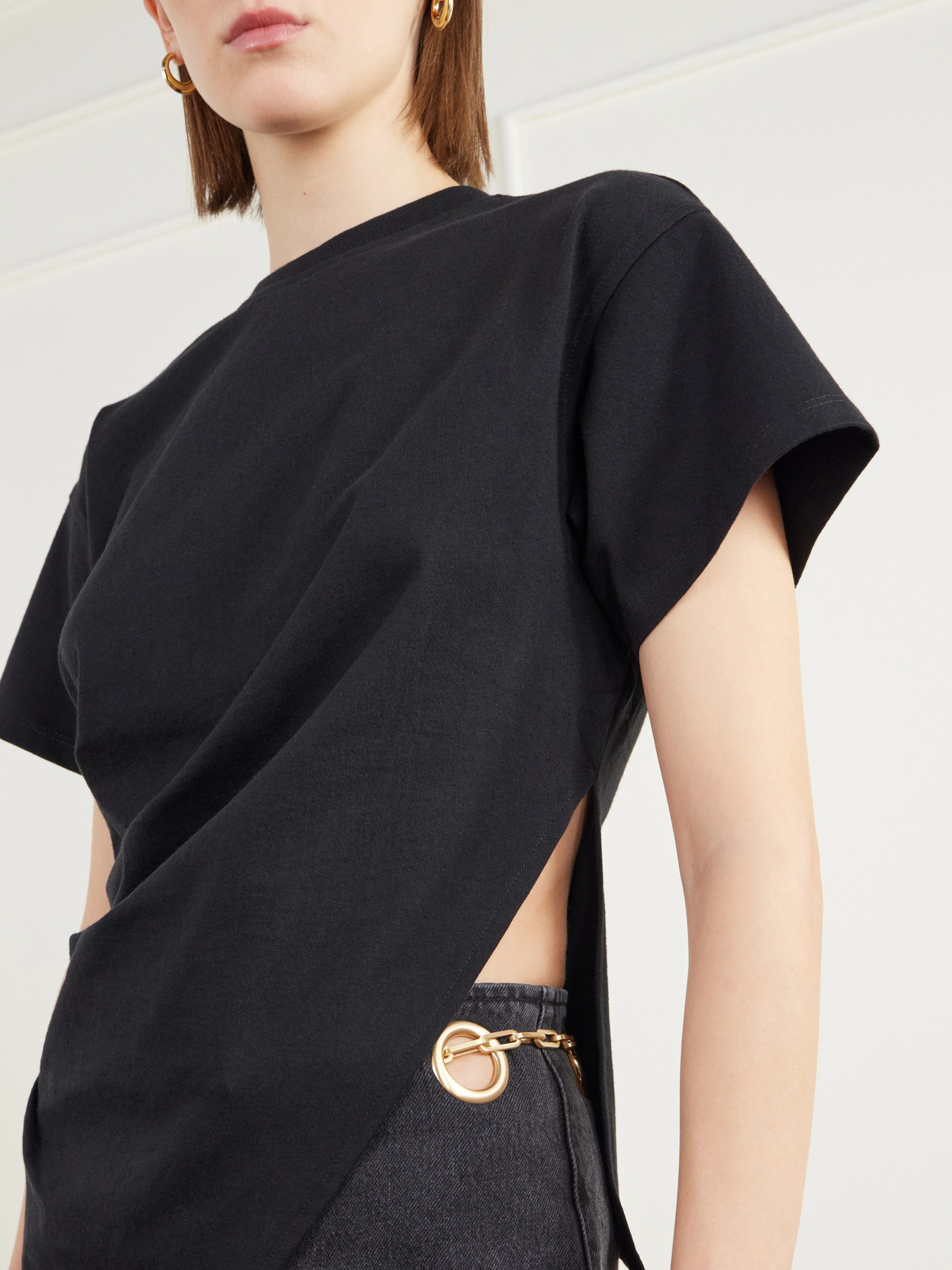 Cata Asymmetric Pleated Cotton-Jersey T-Shirt